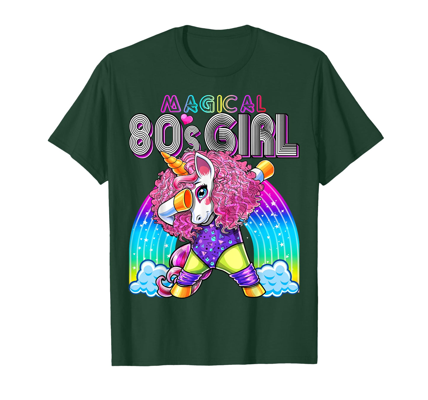 Magical 80's Girl Dabbing Unicorn Leotard Leg Warmers Party T-Shirt