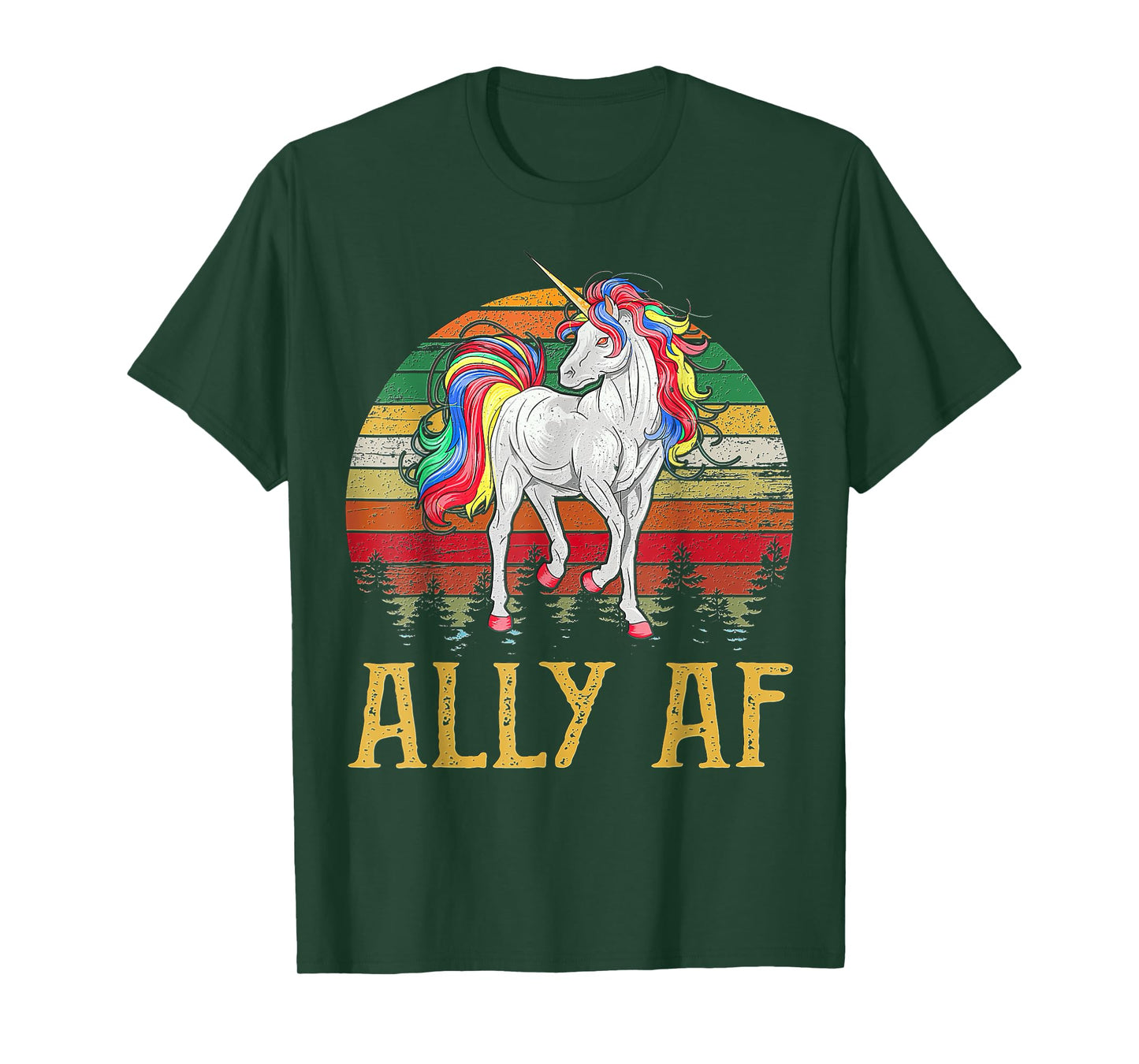 Proud Ally AF Rainbow Unicorn Lesbian Gay Pride LGBT T-Shirt