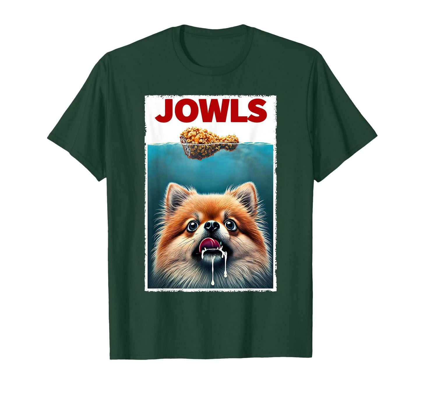 Funny Pomeranian and Fried Chicken Parody Jowls Dog Lover T-Shirt for Men Women Kids