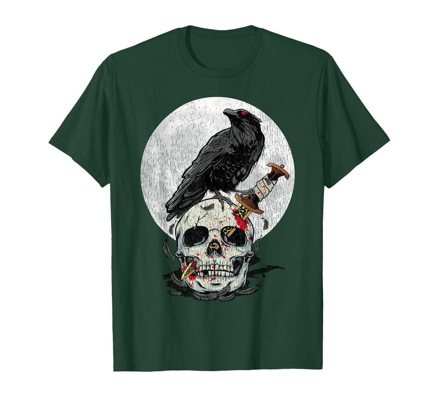 Bird Lover Vintage Crow Skull Moon Raven Gothic T-Shirt