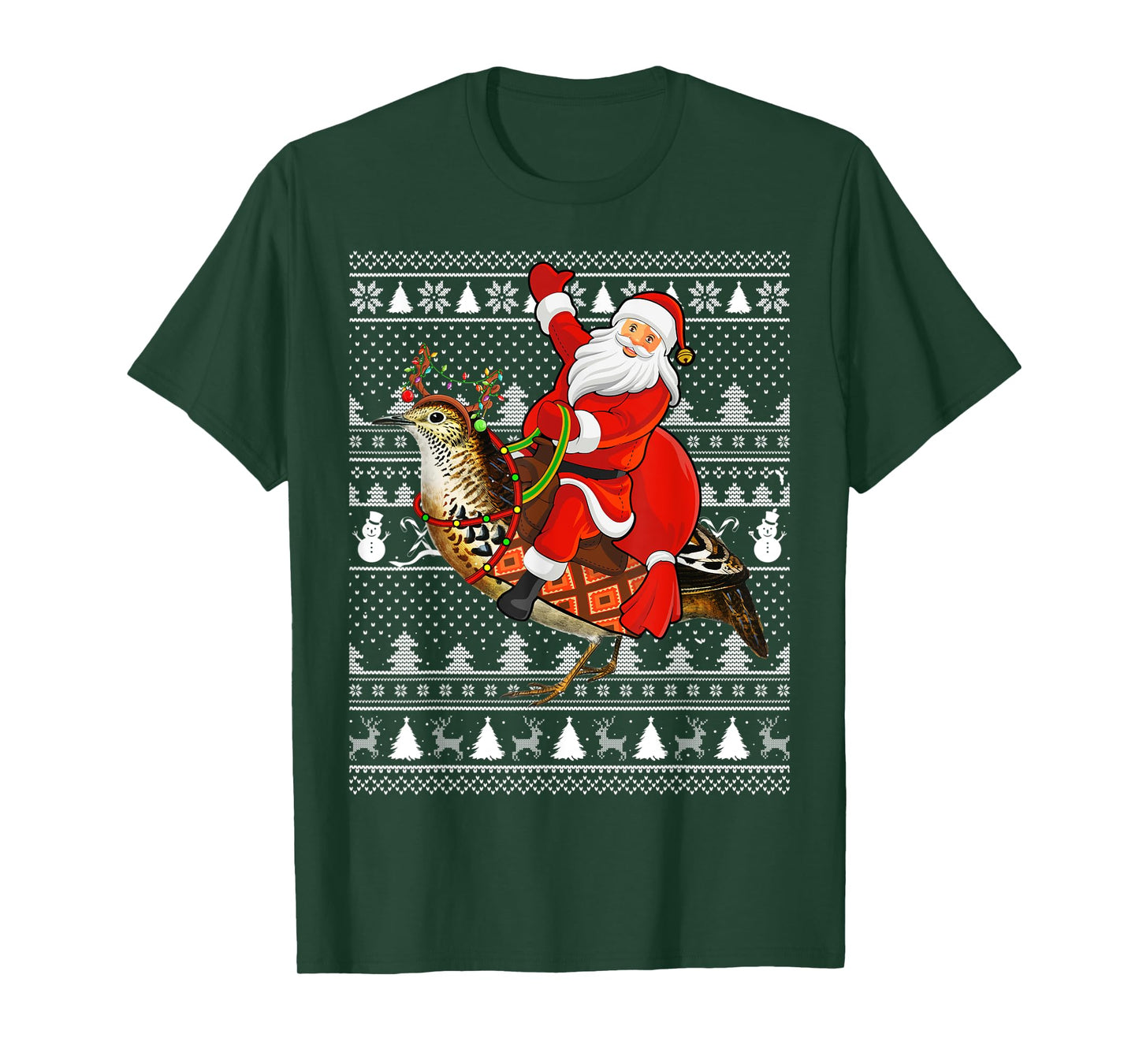 Quail Bird Xmas Holiday Ugly Santa Riding Quail Christmas T-Shirt