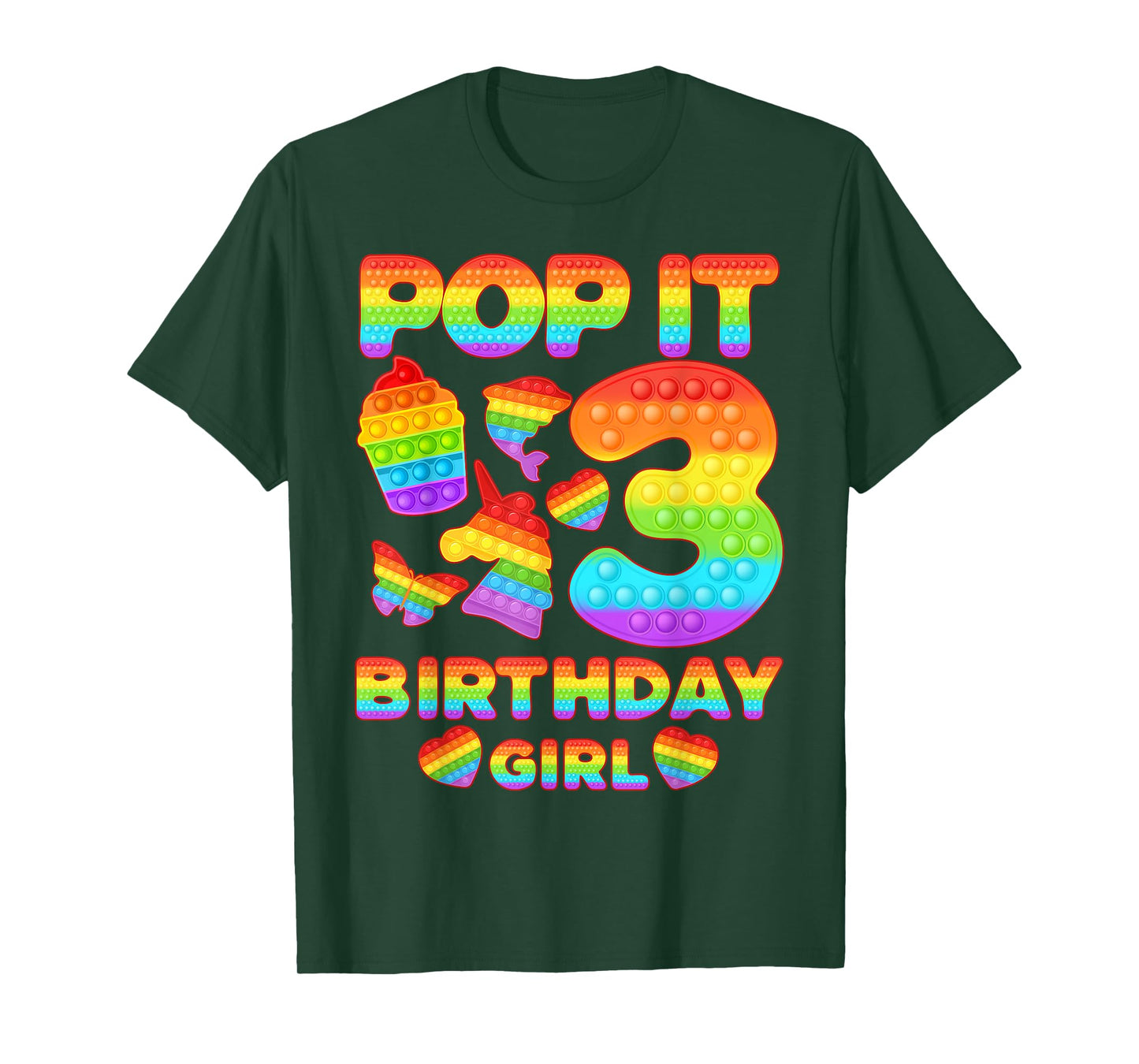 Kids Pop It 3 Year old 3rd Birthday Girl Shirt Pop it Party T-Shirt
