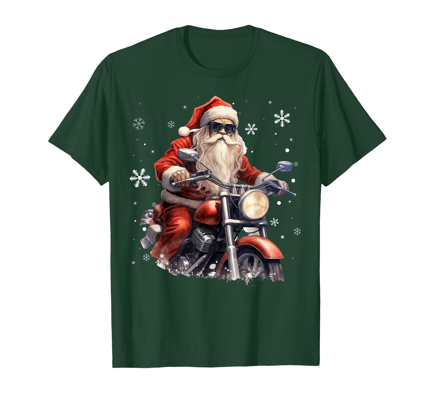 Santa Riding a Motorcycle Biker Motorcycle Lover Xmas Pajama T-Shirt