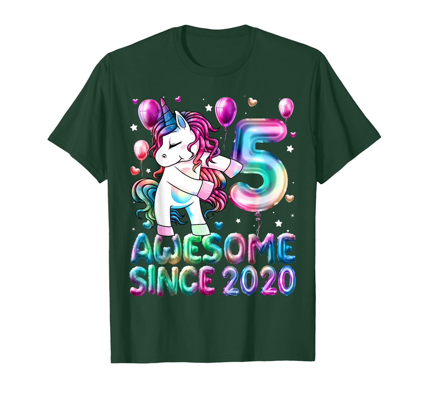 Flossing Unicorn 5 Year Old 5th Birthday Girl Unicorn Party T-Shirt