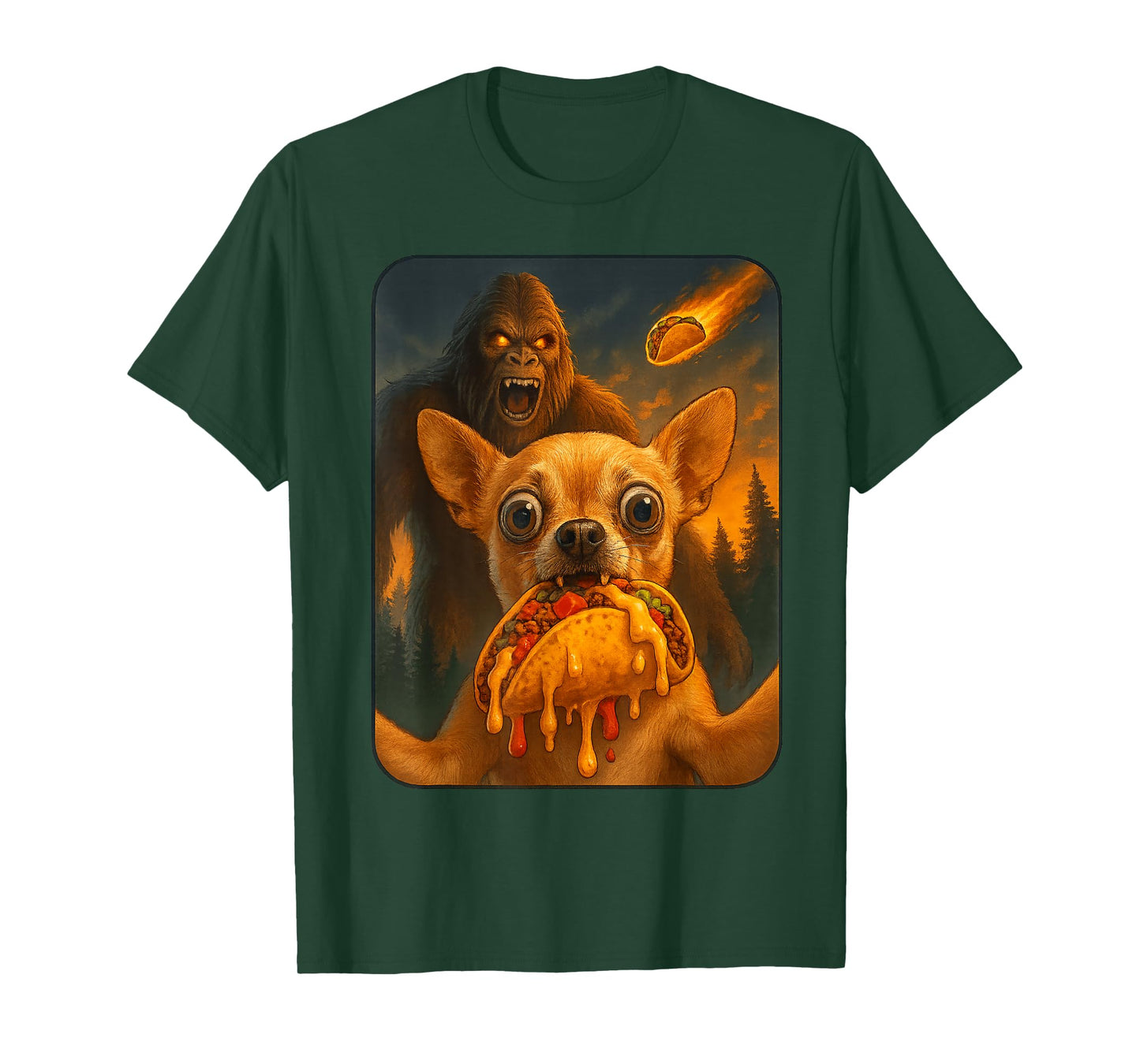Chihuahua Shirt for Men Funny Bigfoot Taco Tuesday T-Shirt