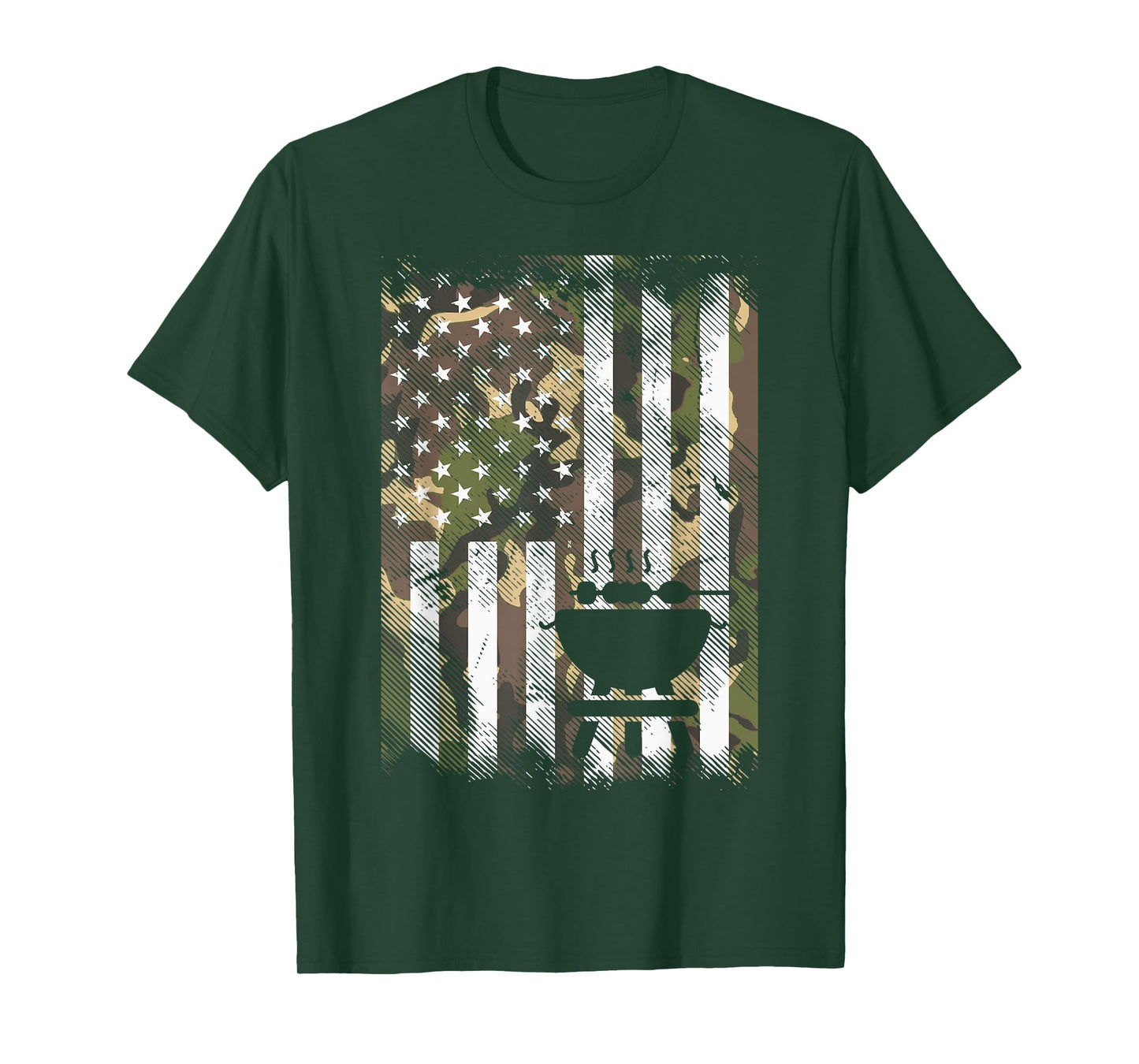 Bbq Grill America Flag Camo Barbecue 4th July Women Men Kids T-Shirt