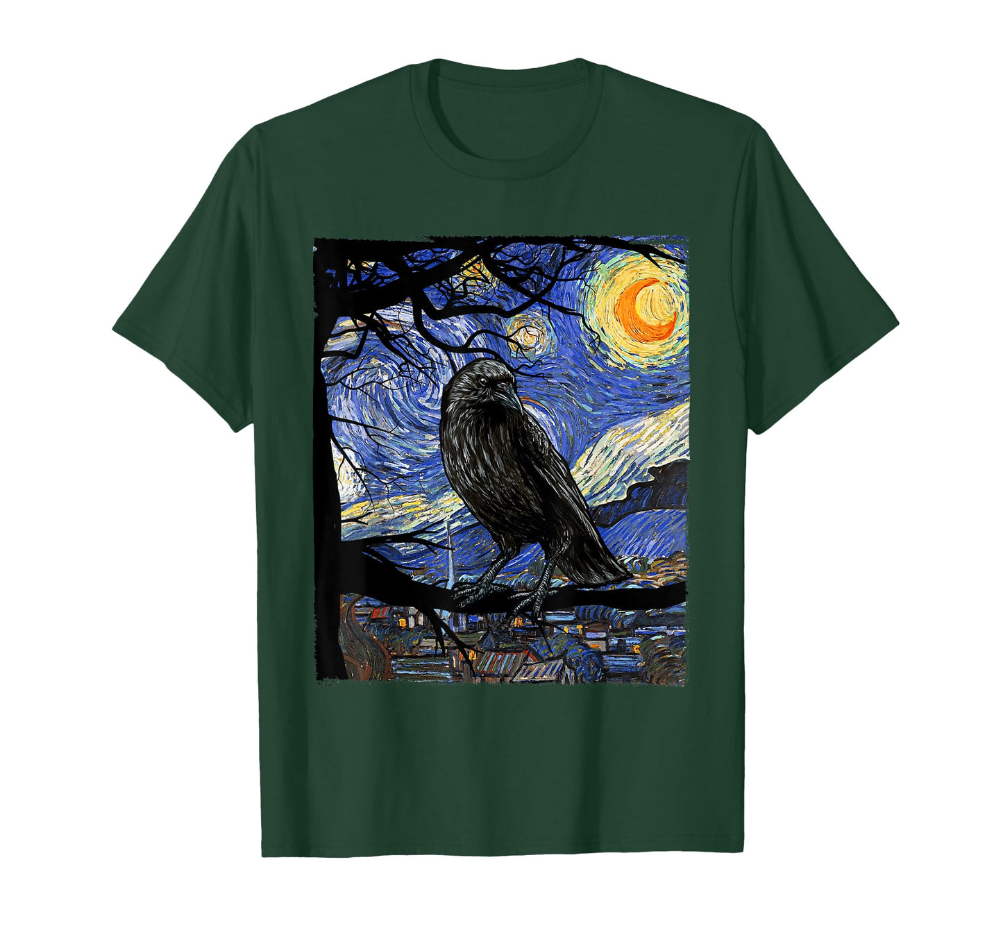 Raven Lover Art, Starry Night Raven, Crow, Raven T-Shirt
