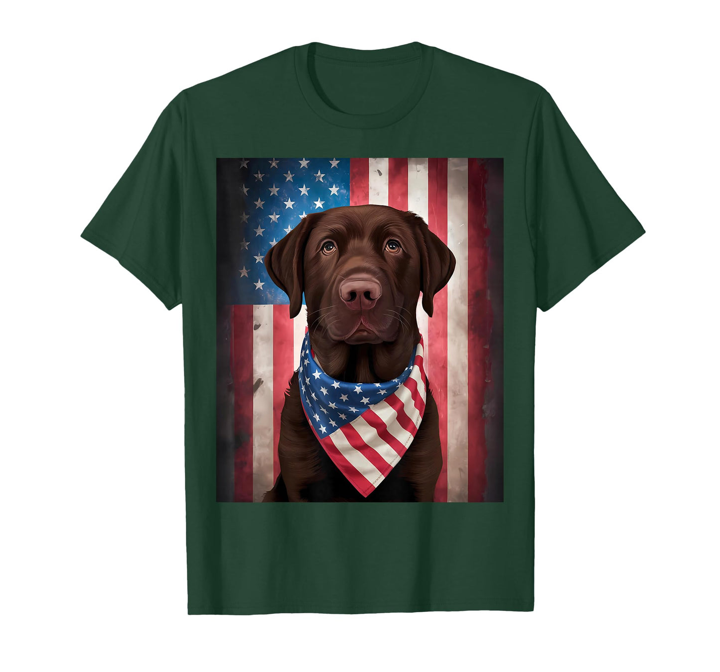 American Chocolate Labrador American Flag 4th of July Dog T-Shirt