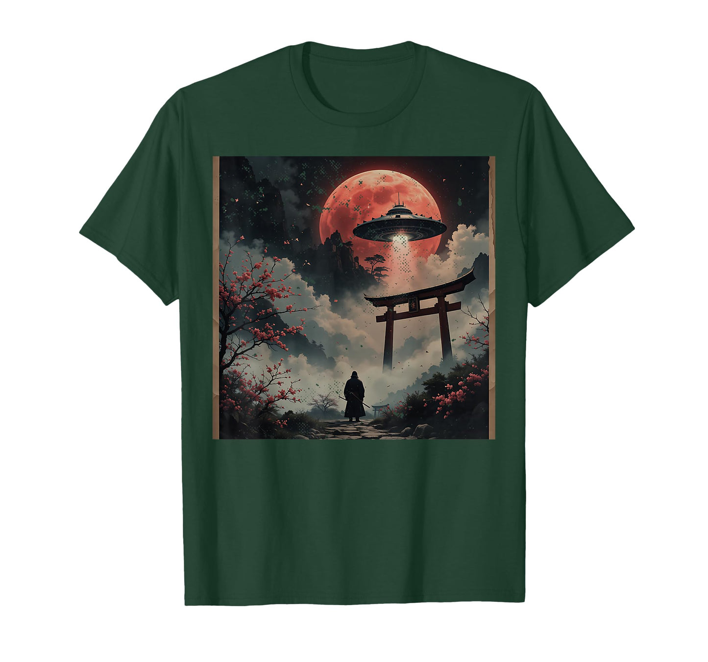 Samurai Bigfoot Japanese UFO Vintage Graphic Ukiyo-e Art T-Shirt