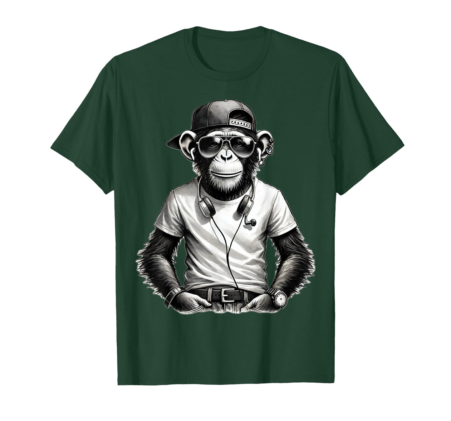 Mens Monkey Safari Sunglasses Print Tops Cartoon Print T-Shirt