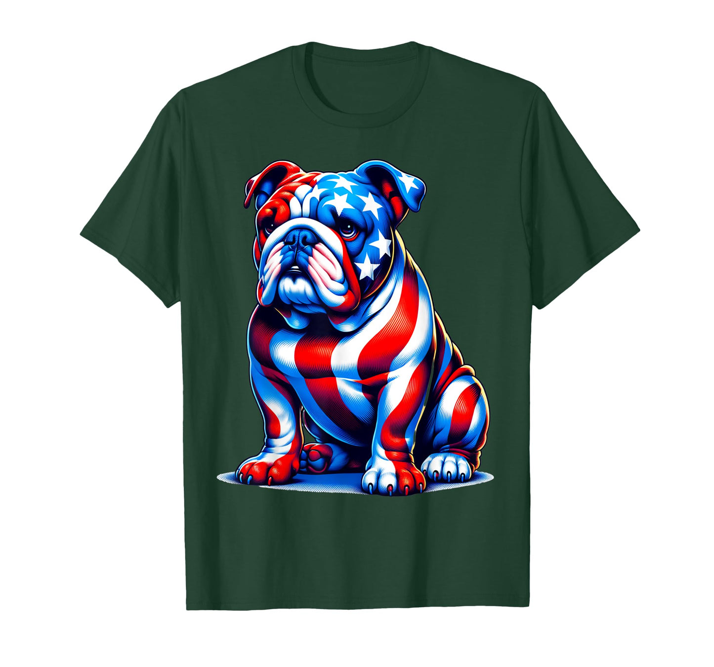 Cute English Bulldog USA Flag Women Dog Lover 4th Of July T-Shirt