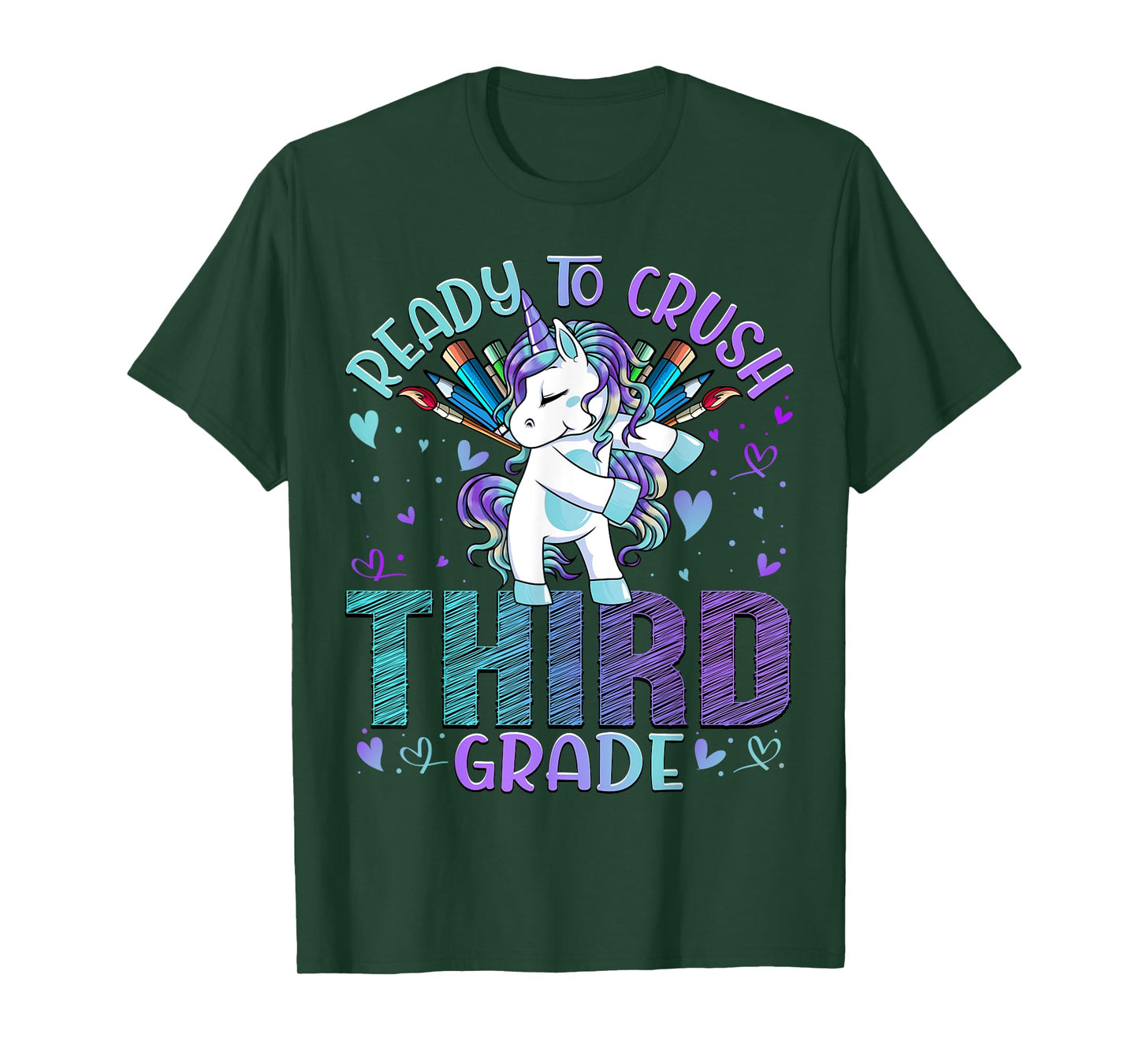 Ready to Crush Third 3rd Grade Back To School Unicorn Kids T-Shirt