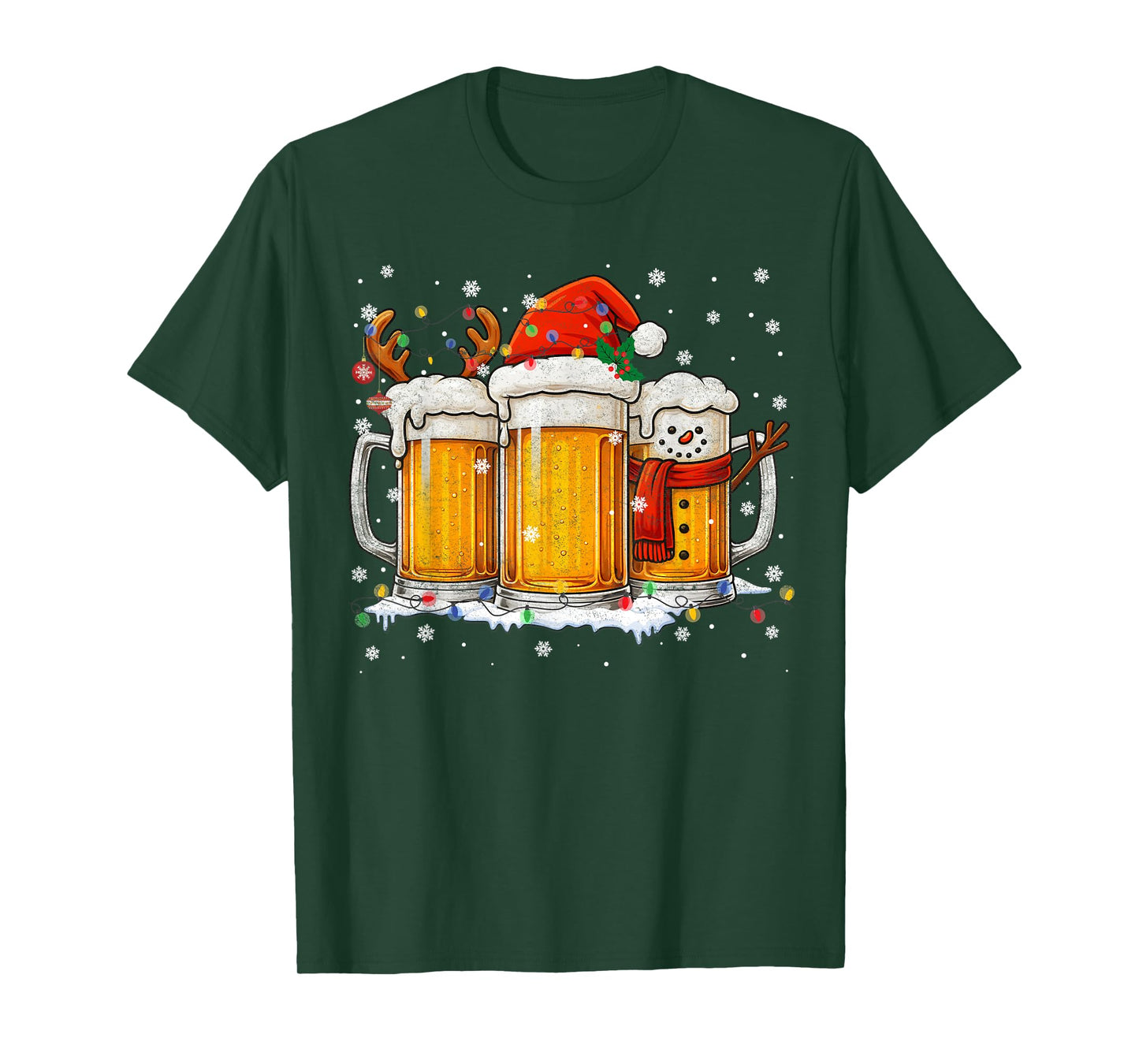 Funny Snowman Santa Hat Drink Christmas Xmas Men T-Shirt