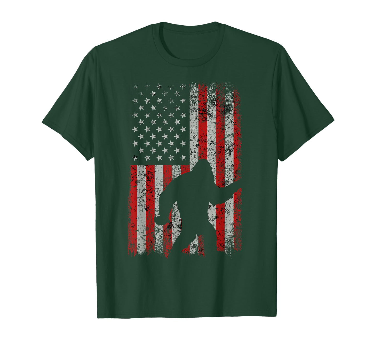 Patriotic AMERICAN FLAG Sasquatch Lover Gift Bigfoot Vintage Women Kids Men T-Shirt