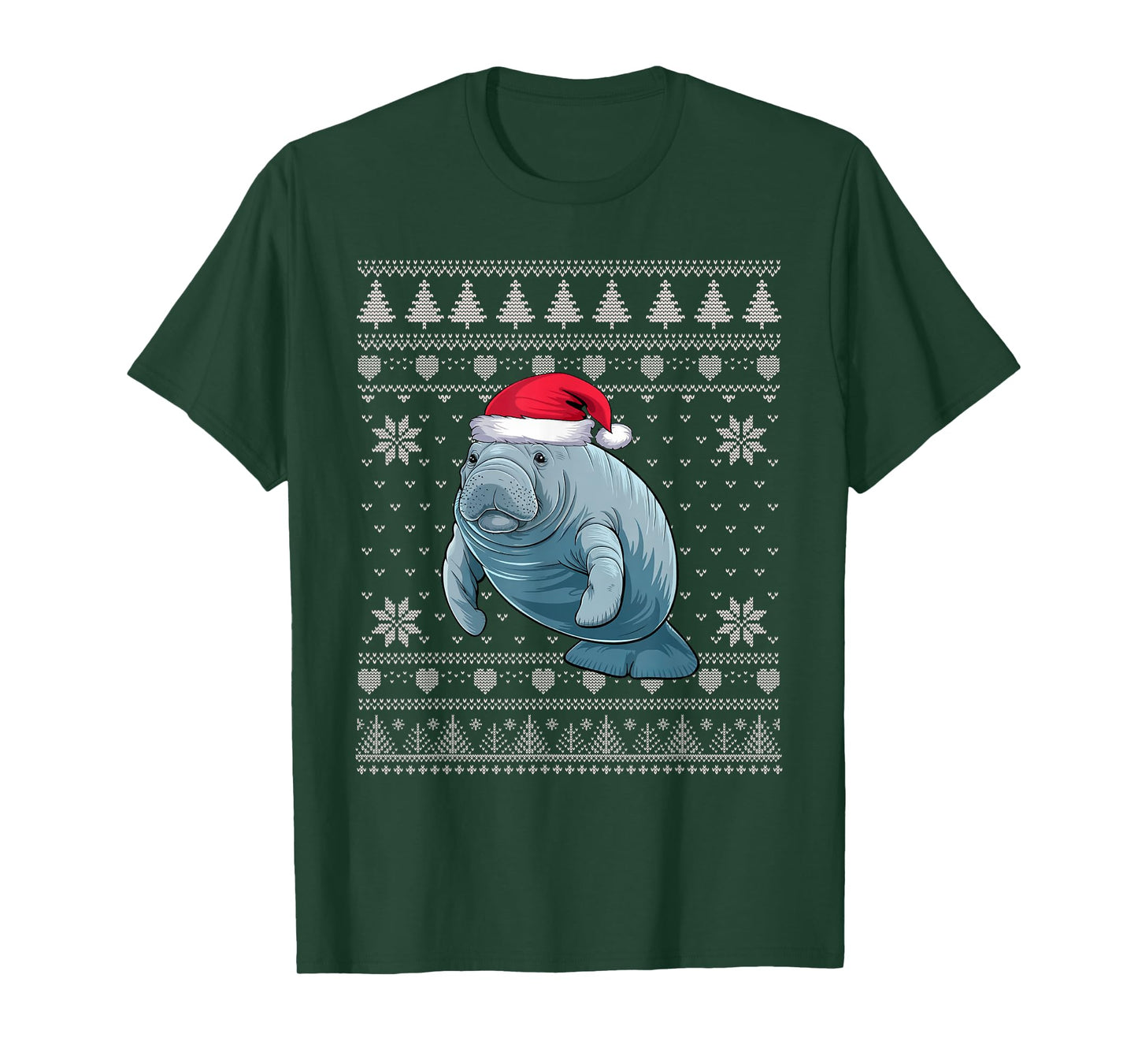Funny Manatee Ugly Christmas Sweater Santa Xmas PJs T-Shirt
