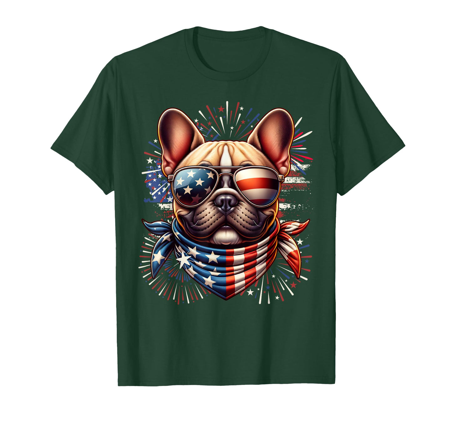 French Bulldog Patriotic 4th of July Fireworks USA Frenchie T-Shirt