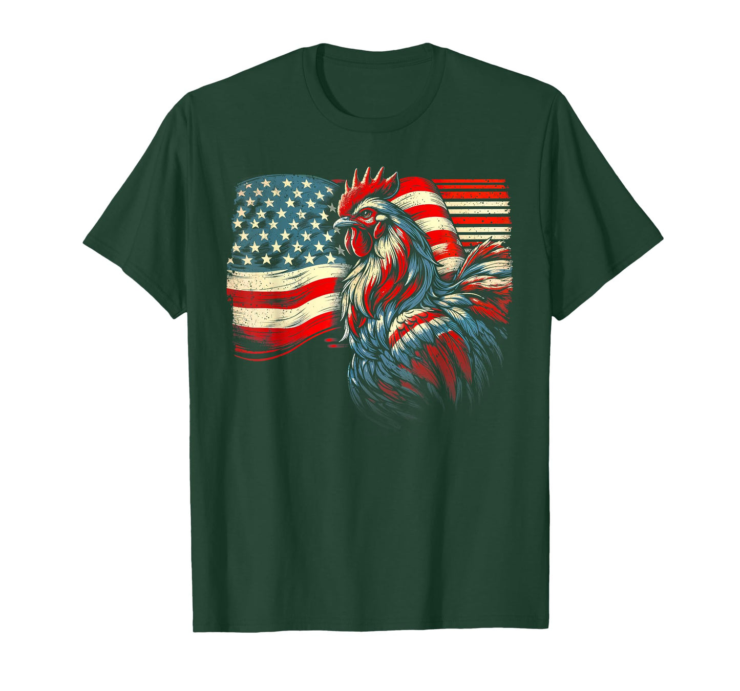 Chicken 4th Of July Flag American Patriot USA Farm Chicken Women Kids Men T-Shirt