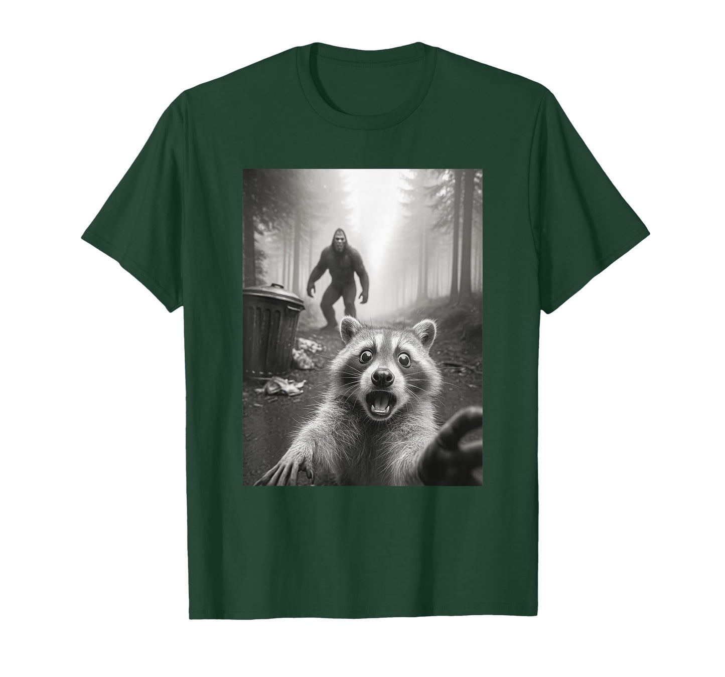 Funny Raccoon Selfie Bigfoot Graphic Tee For Men Women T-Shirt
