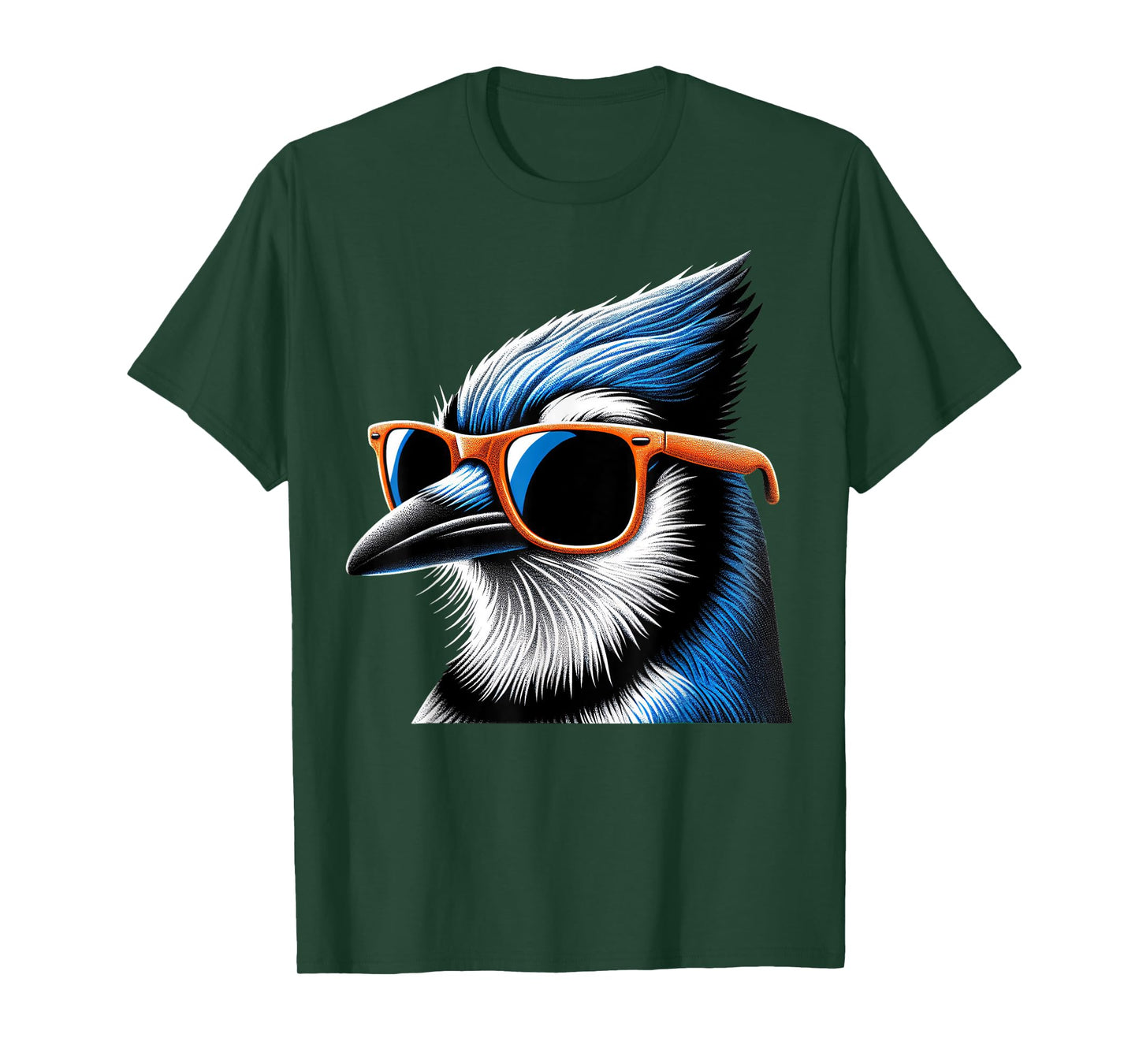 Cool Blue Jay Bird Wearing Sunglasses Graphic Art T-Shirt