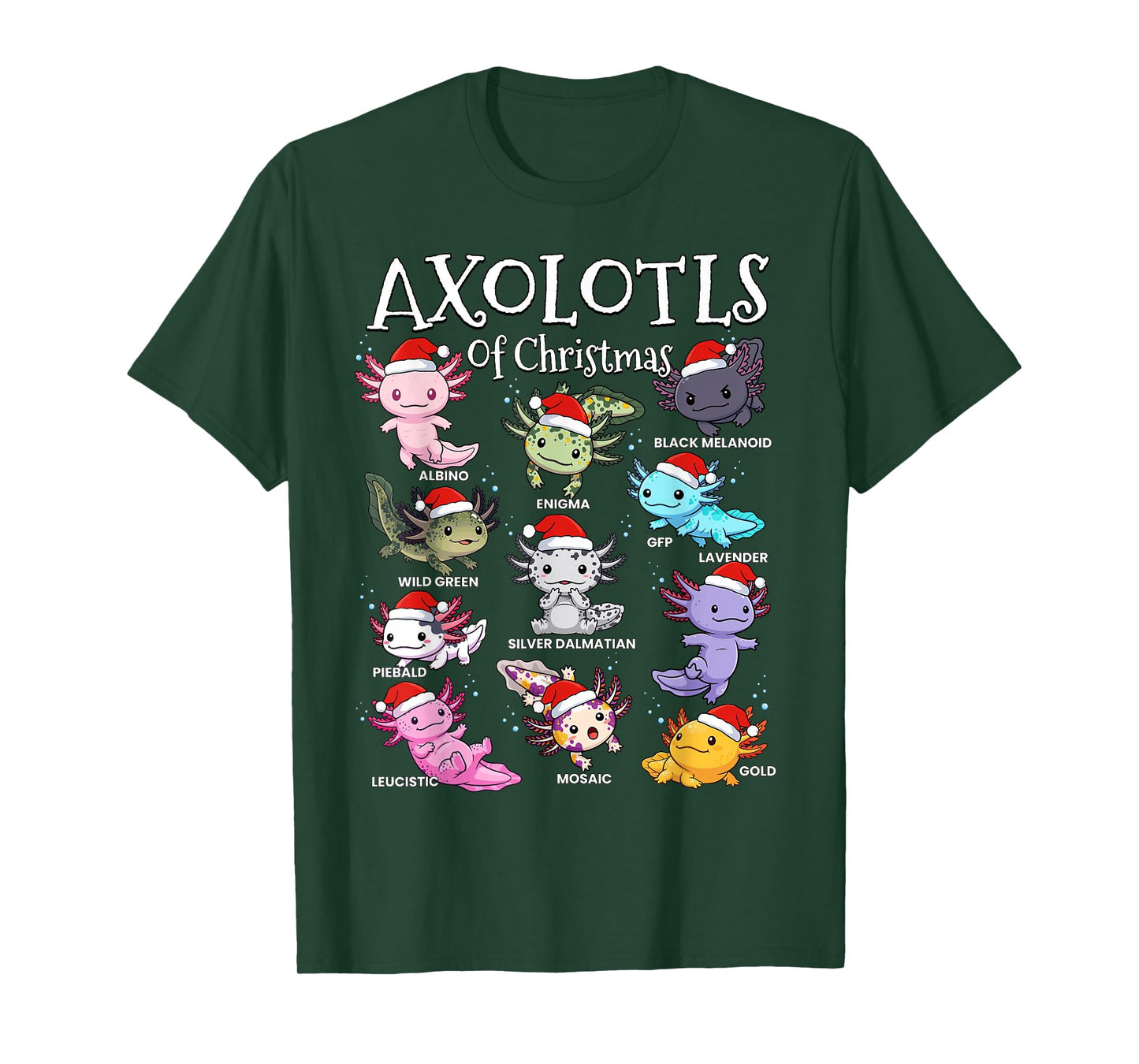 Axolotls of Christmas Kawaii Cool Graphic for Boys Girls T-Shirt