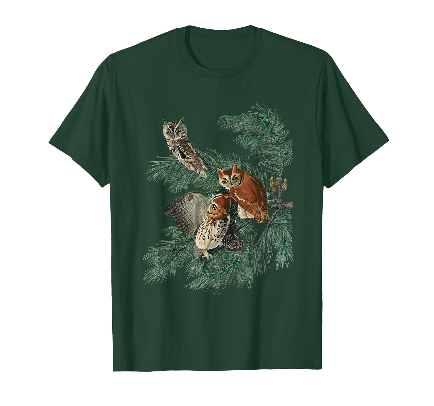 Vintage Little Screech Owl Bird Illustration For Men & Women T-Shirt