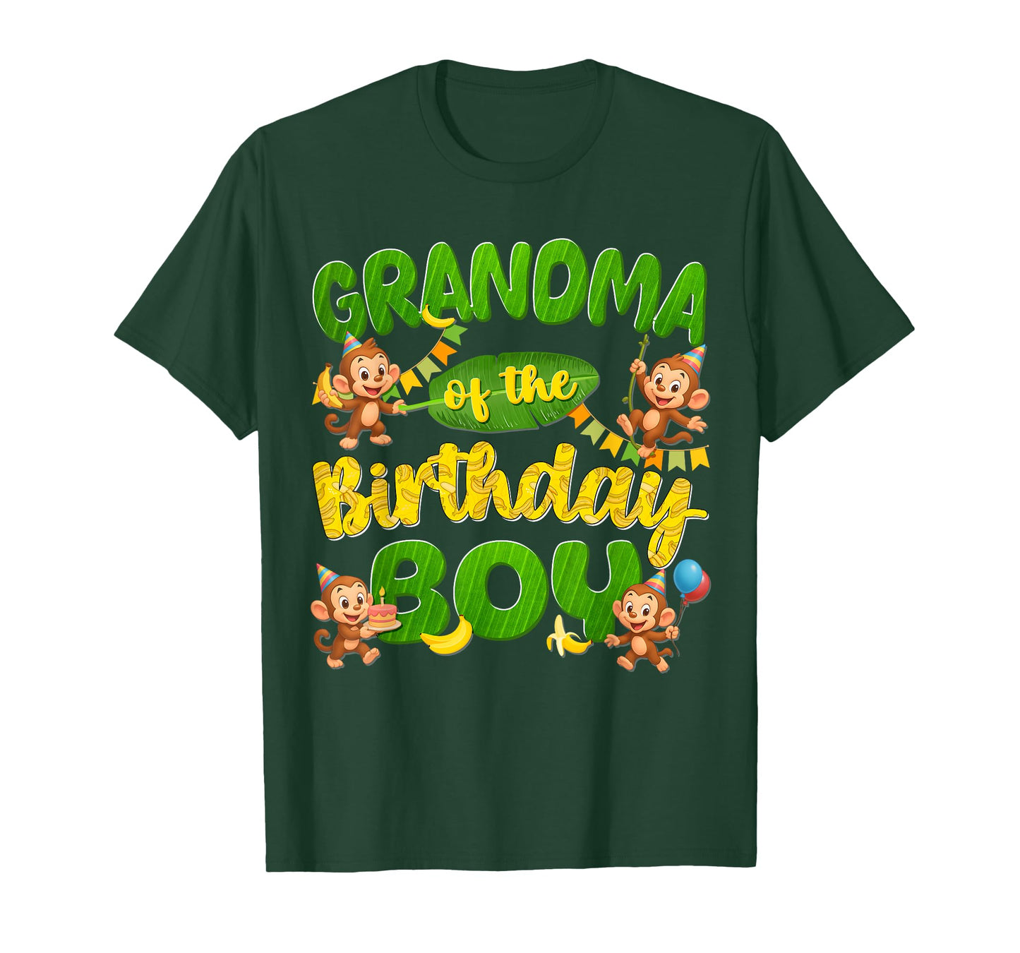 Grandma Of The Birthday Boy Monkey Family Matching Party T-Shirt