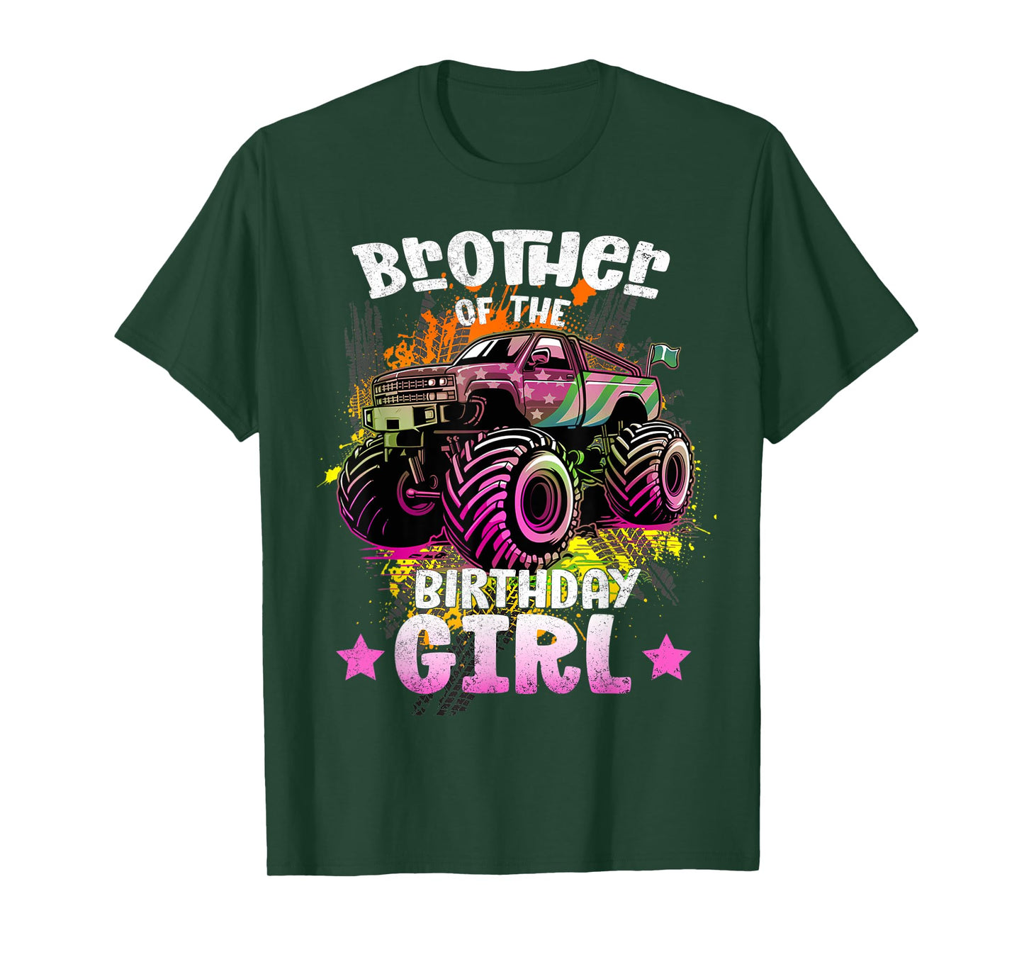 Brother Of Birthday Girl | Birthday Of A Girl Monster Trucks T-Shirt