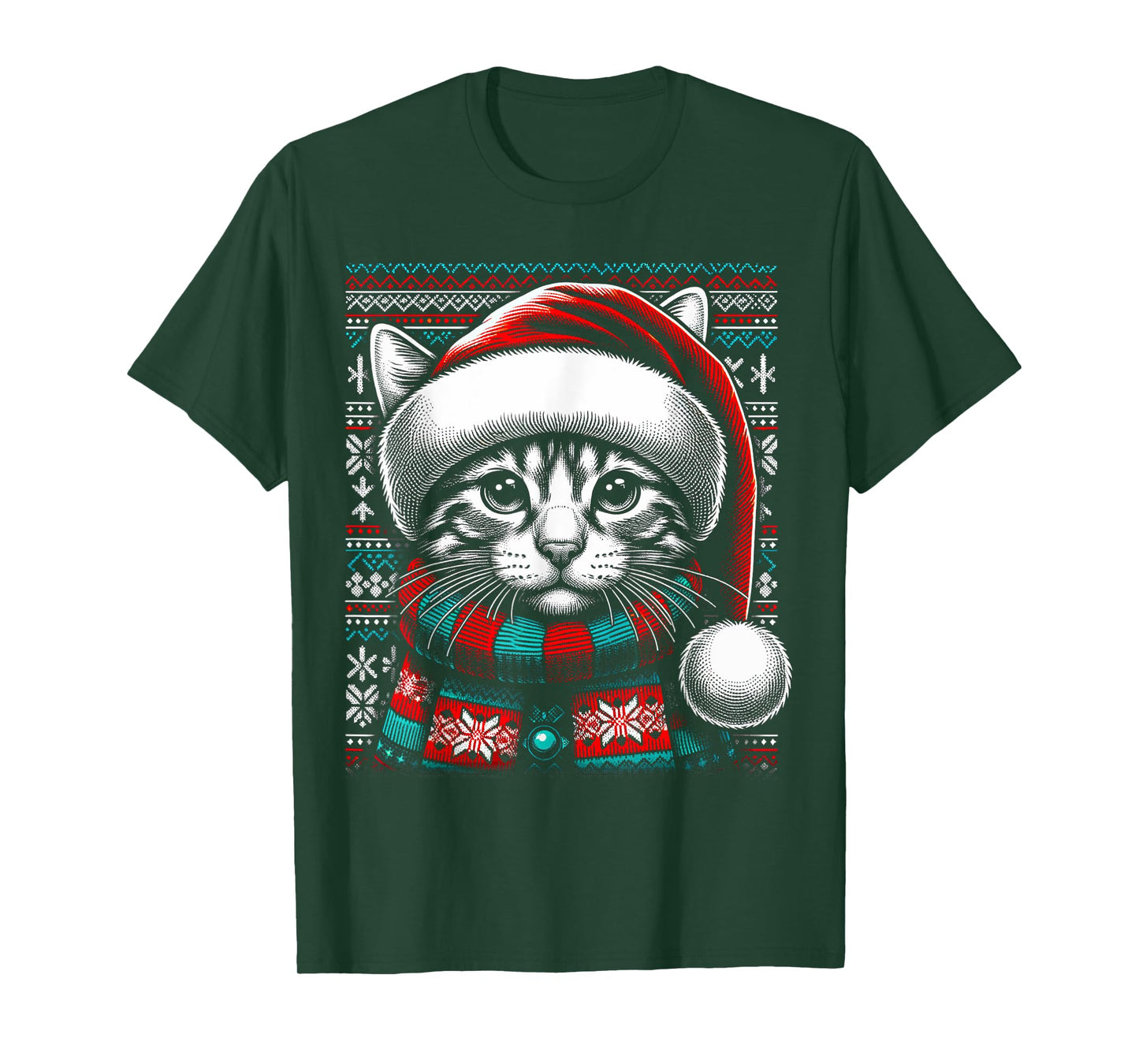 Christmas Cat Lover Funny Festive Holidays Cute Kitten Xmas T-Shirt for Men Women Kids
