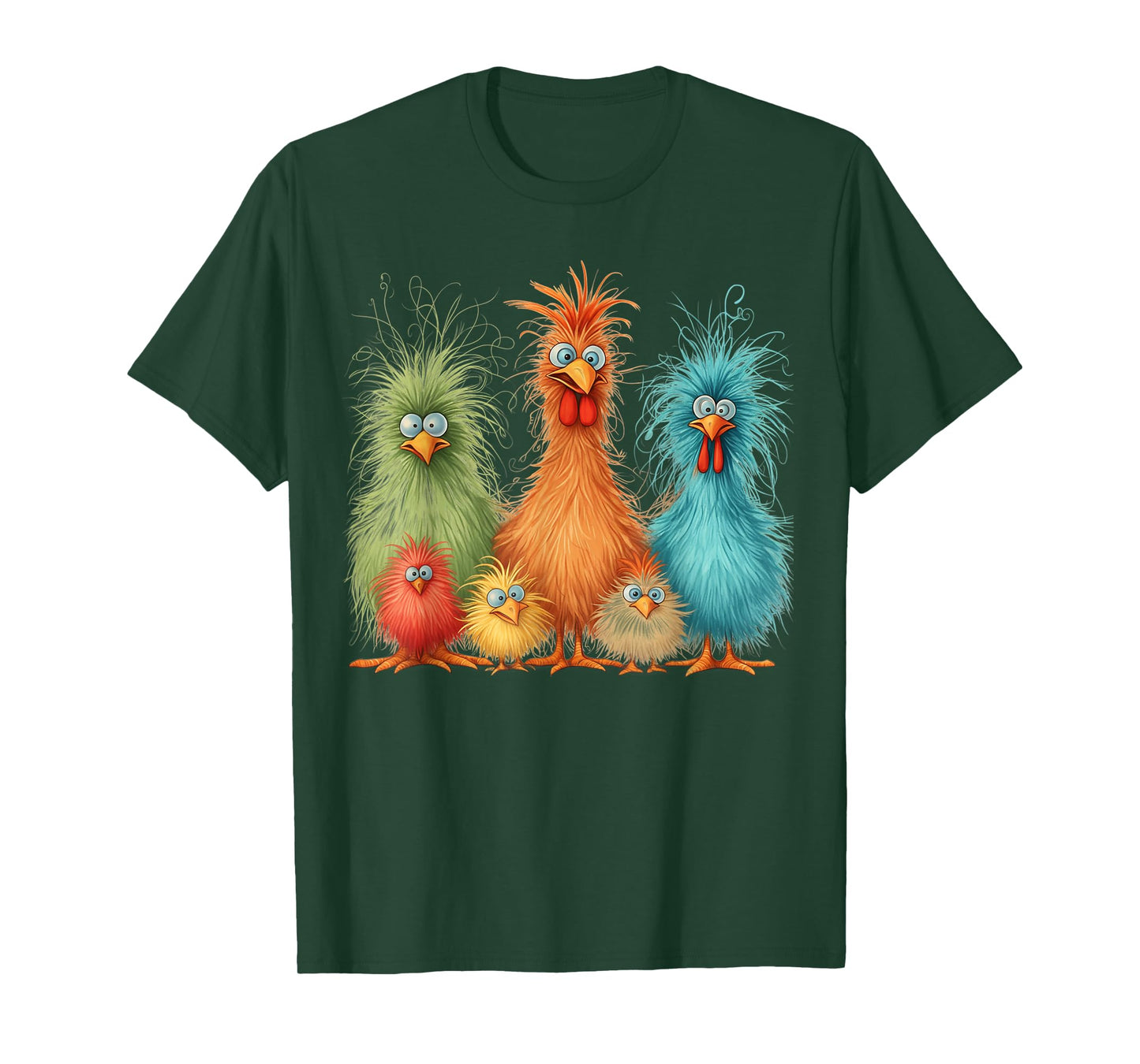 Retro Eagerlys Colorful Funny Chicken Art, for Men Women Kid T-Shirt