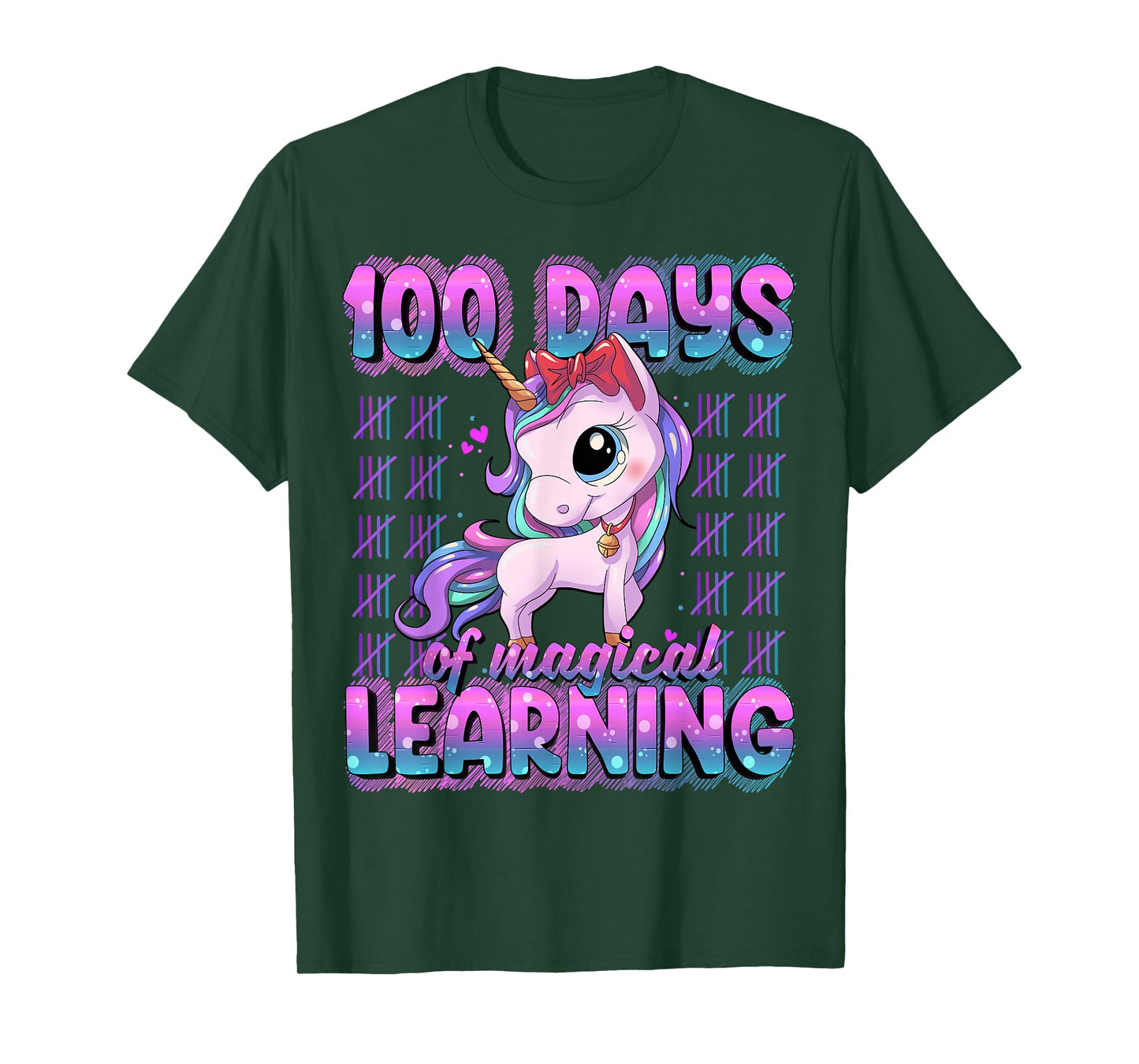 100 Magical Day of School Unicorn Shirts 100 Days Smarter Unisex-Kids T-Shirt Black Small