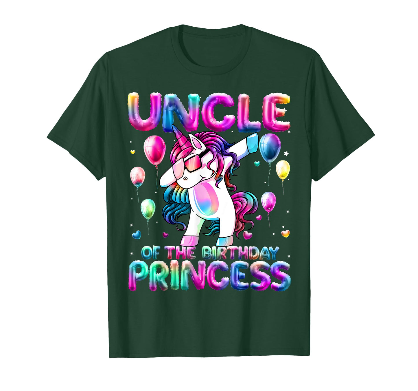 Uncle of the Birthday Princess Girl Dabbing Unicorn Uncle T-Shirt