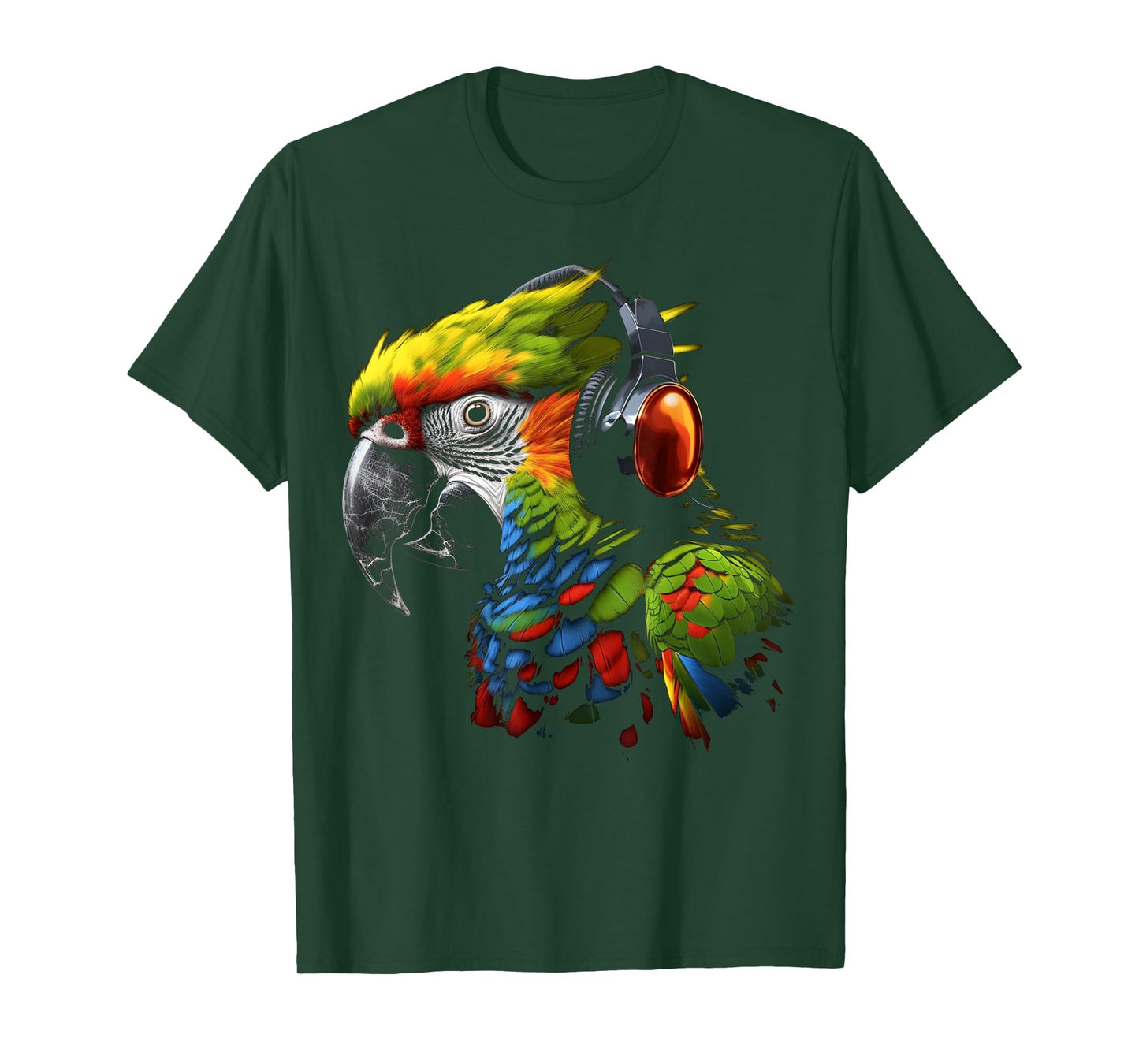 Parrot Music Art Headphones Musicians Animal Bird Parrot T-Shirt