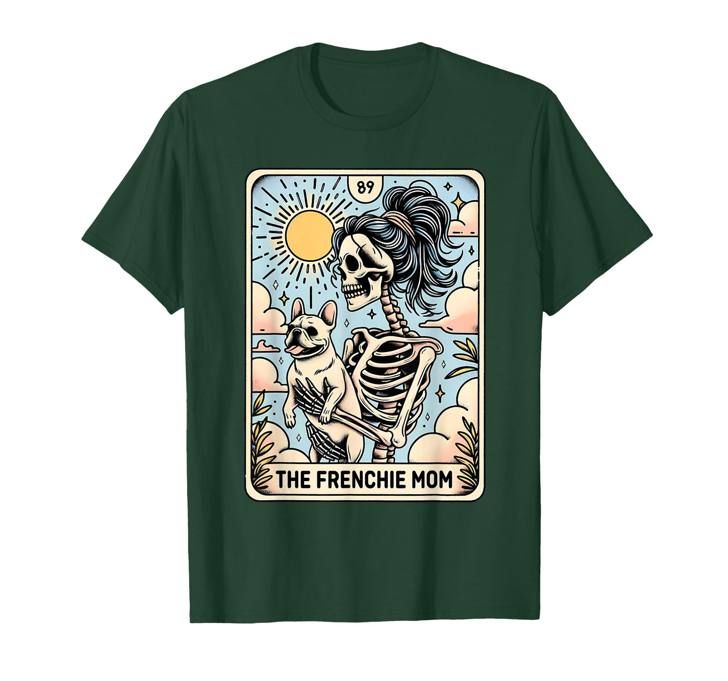 Vintage The Frenchie Mom Tarot Card Bulldog Skeleton Mothers T-Shirt