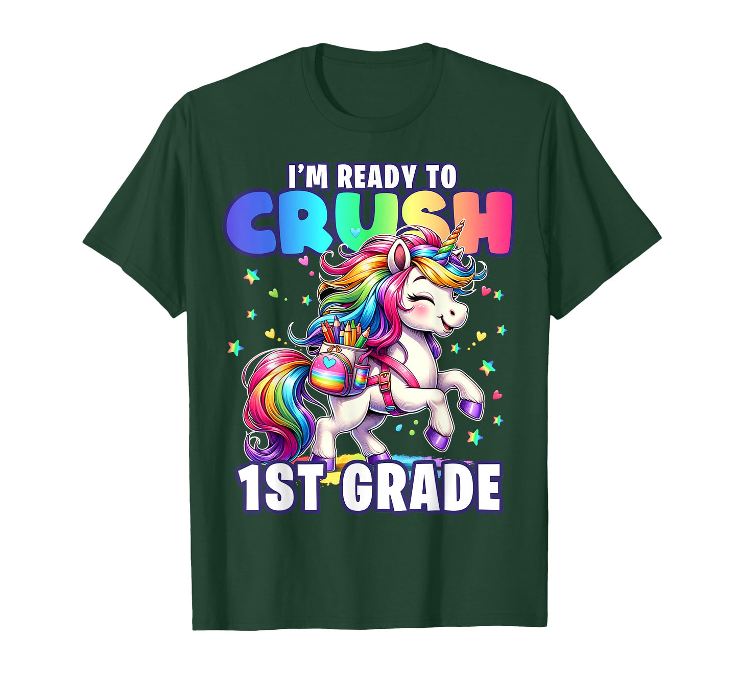 Crush 1st Grade Girls Back to School Unicorn First Day Cute T-Shirt