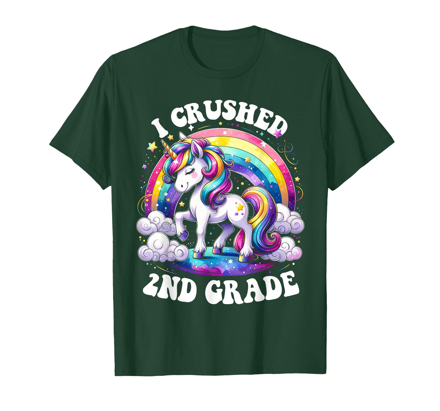I Crushed 2nd Grade Graduation Unicorn Rainbow T-Shirt