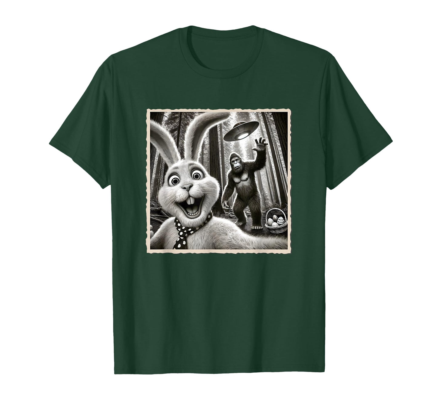 Easter Bunny Selfie With Bigfoot | Funny Easter, Bunny T-Shirt