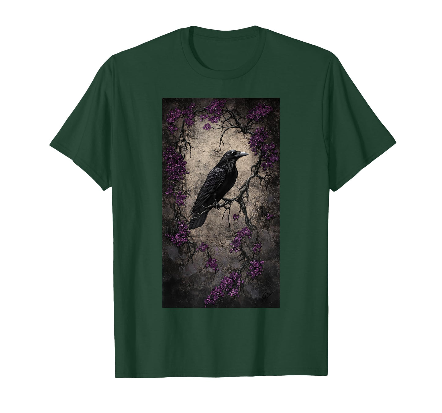 Gothic Raven Blackbird Gothic art Floral Nature T-Shirt