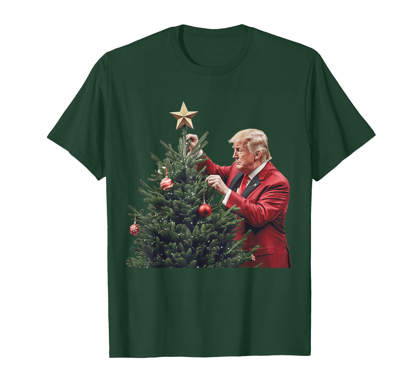 Donald Trump Traditional Christmas Tree Xmas USA President T-Shirt
