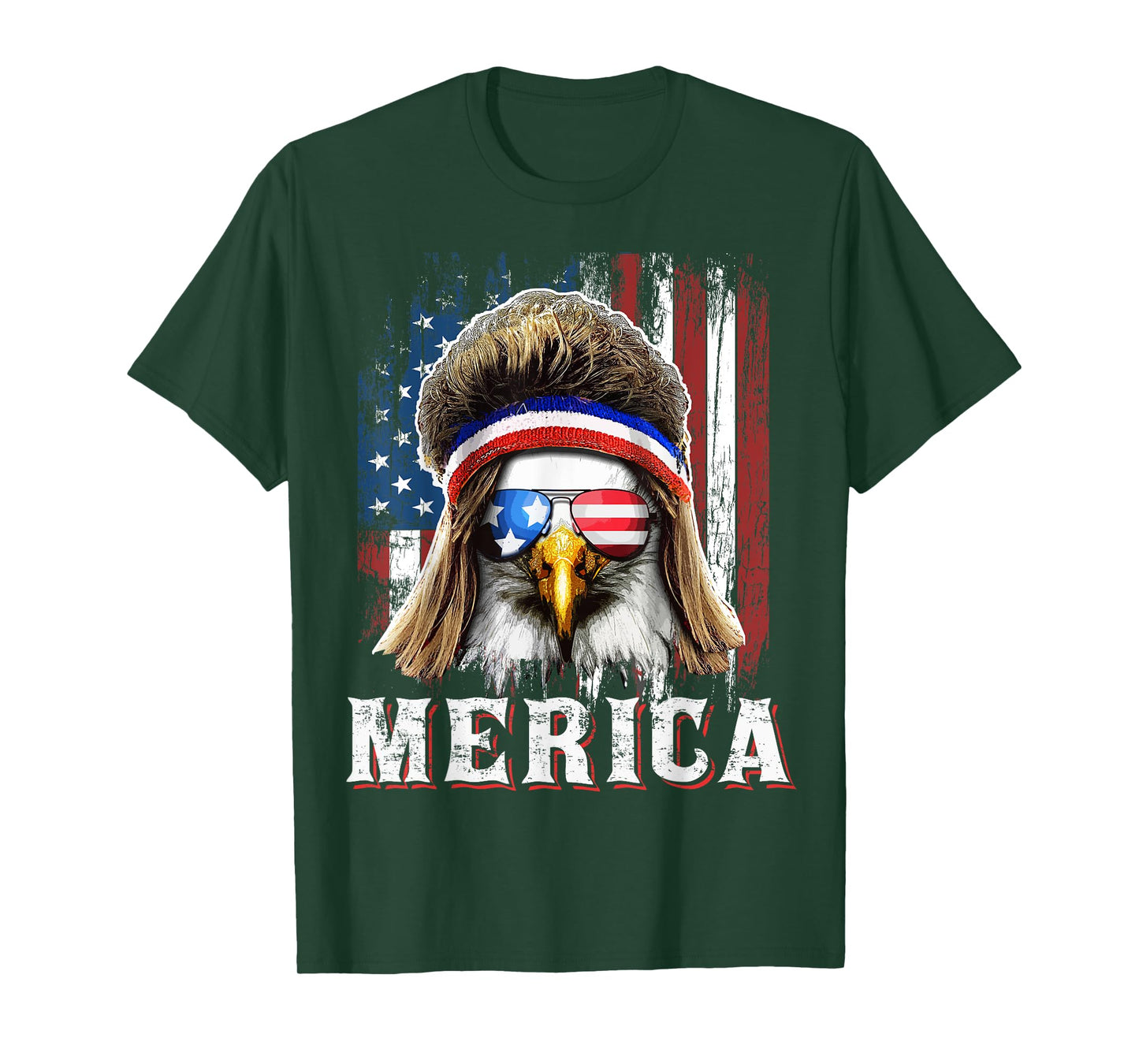 Merica Eagle Mullet 4th of July American Flag Stars Stripes T-Shirt