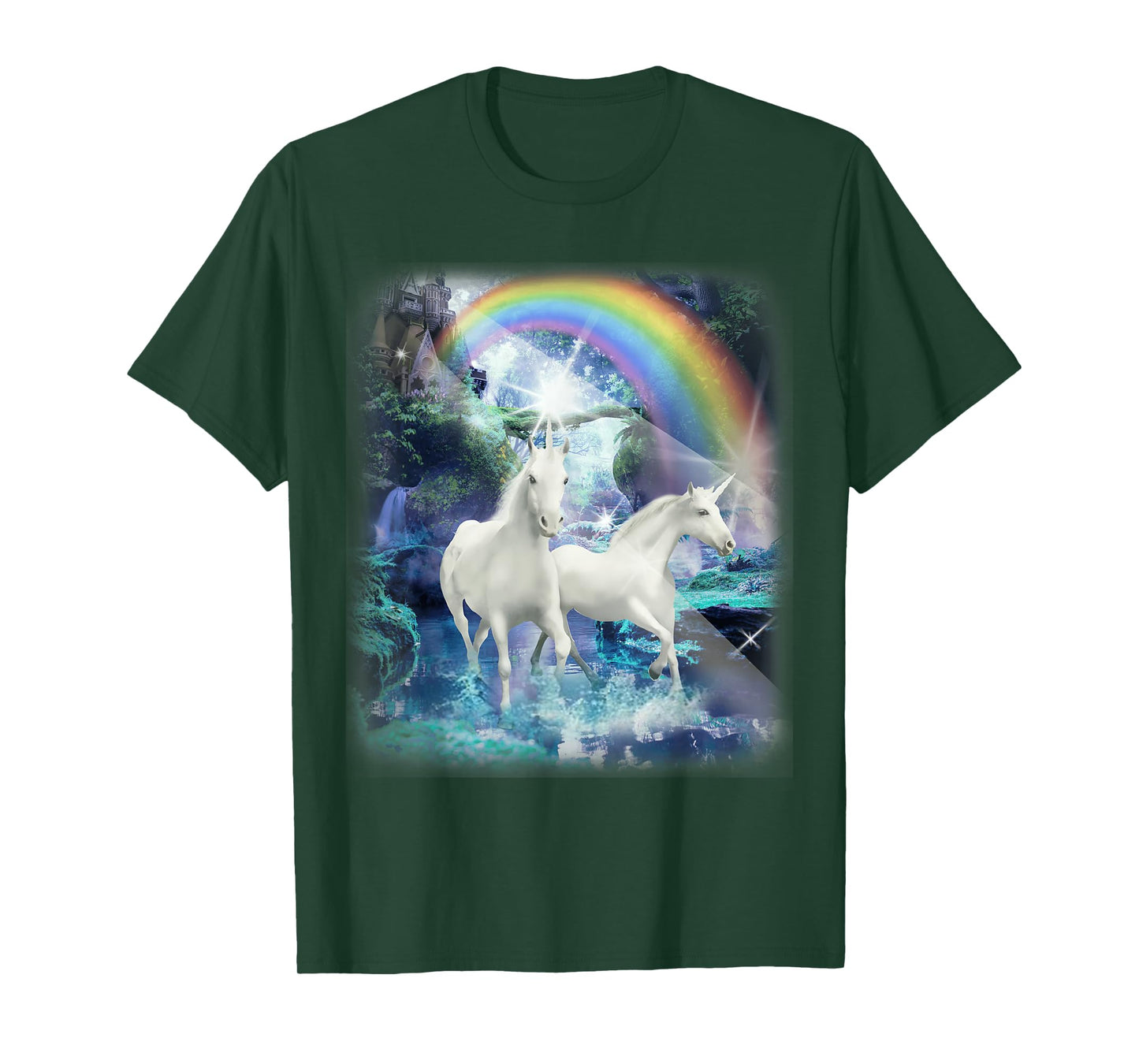 Adult Mesmerizing Unicorn Castle Forest T-Shirt