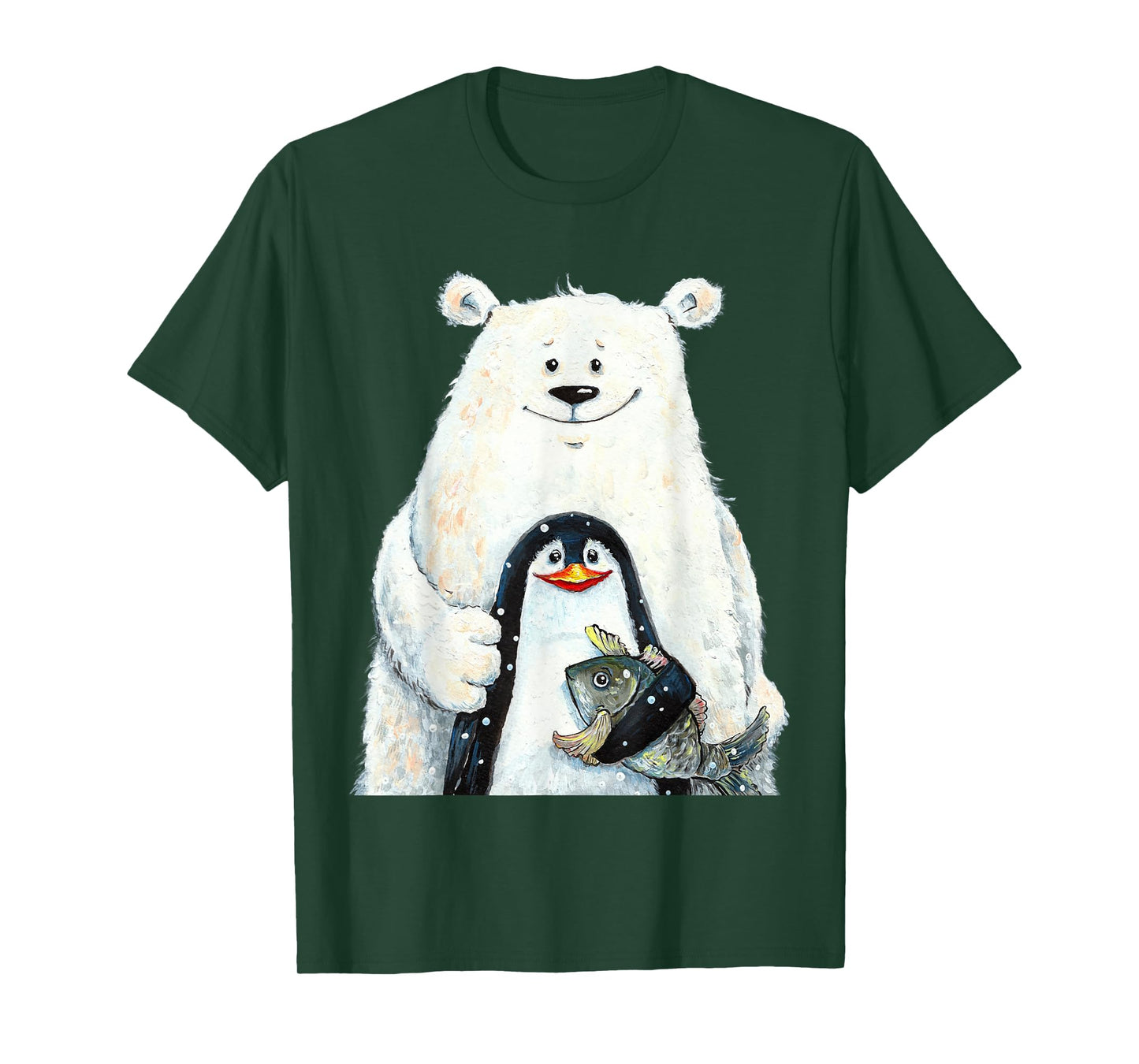 cute Polar bear and penguin bird fish lovers animal friends T-Shirt