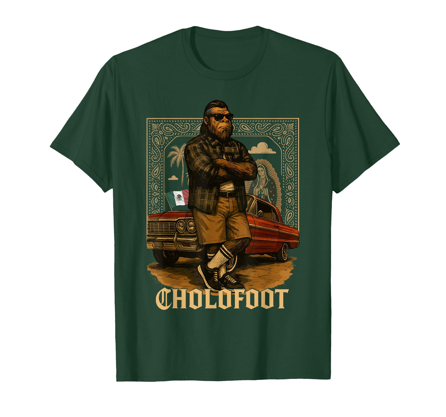 Funny Sasquatch Costume Cholofoot Chicano Mexican Bigfoot T-Shirt