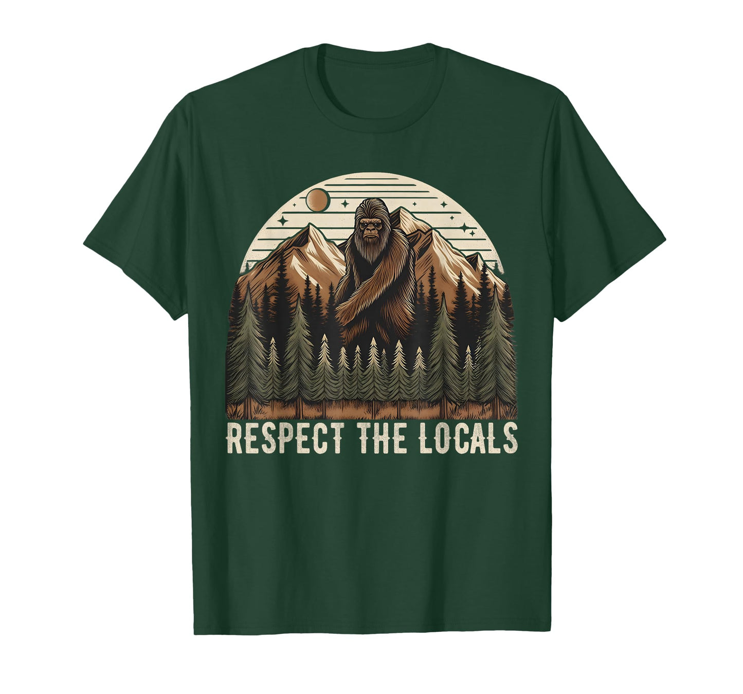 Vintage Respect the Locals Hiking Camping Climbing Bigfoot T-Shirt