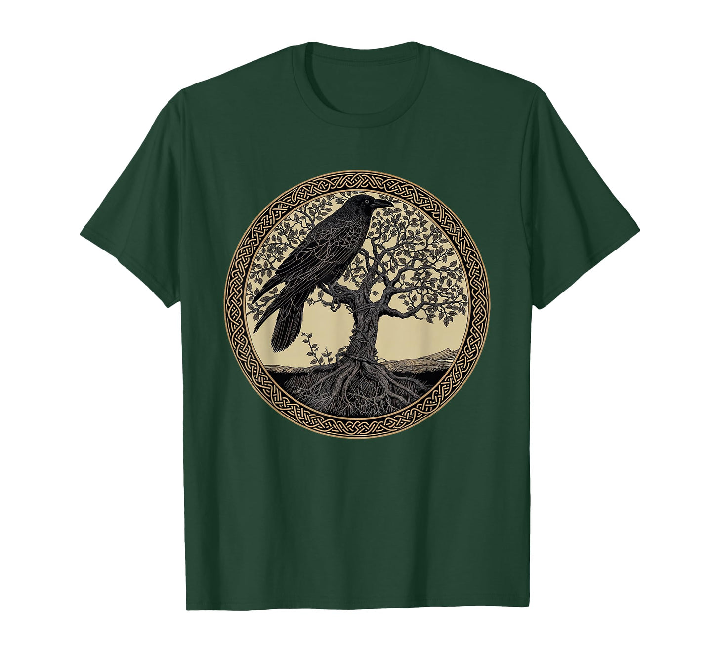 Crow Tree Of Life Celtic Viking Yggdrasil Raven Black Bird T-Shirt
