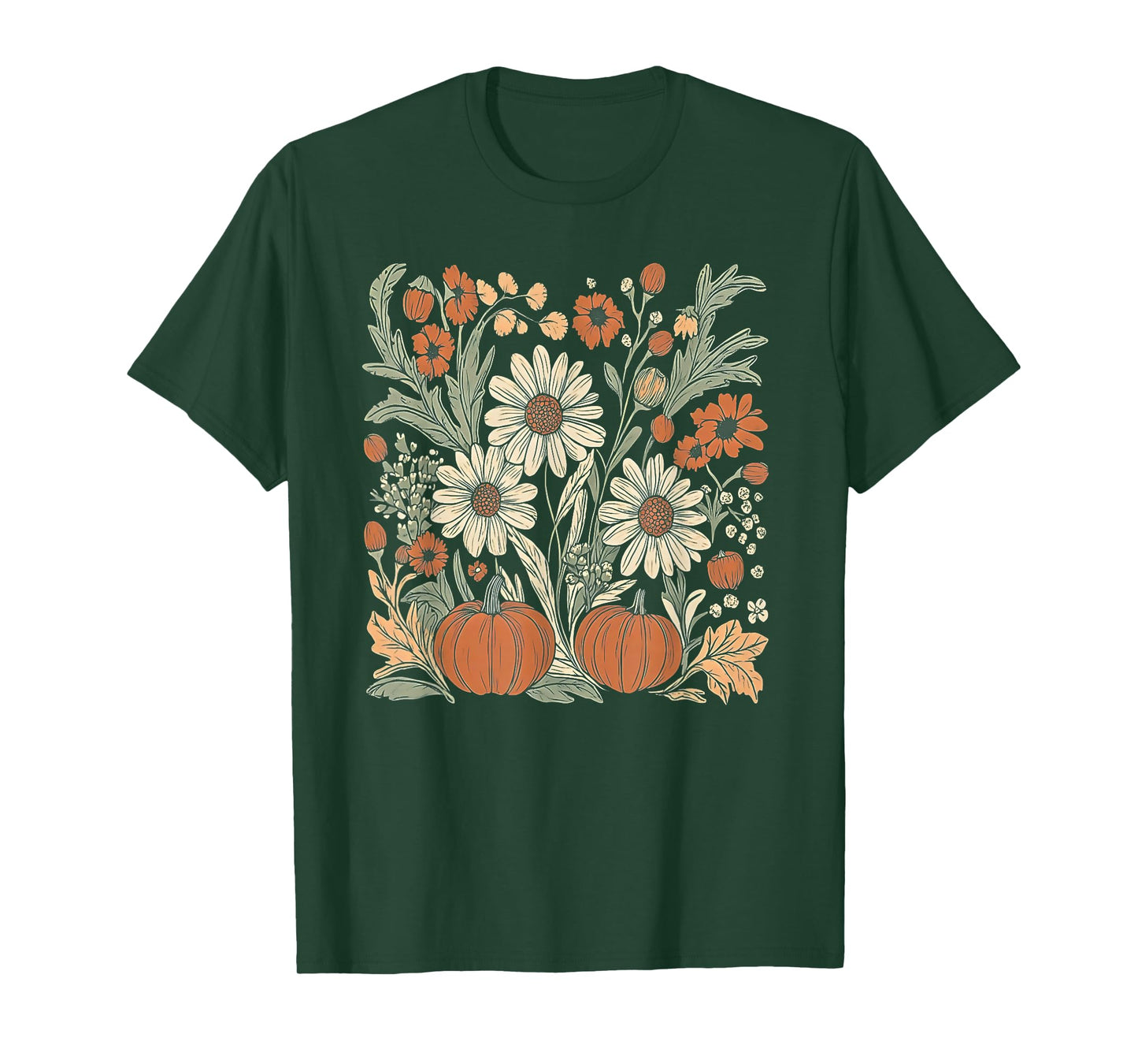 Wildflower Pumpkin Season Autumn Fall Leaves Thanksgiving T-Shirt
