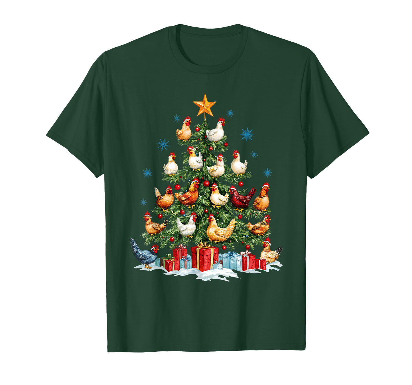 Clucking Chickens Festive Fowl Christmas Tree Ornaments T-Shirt