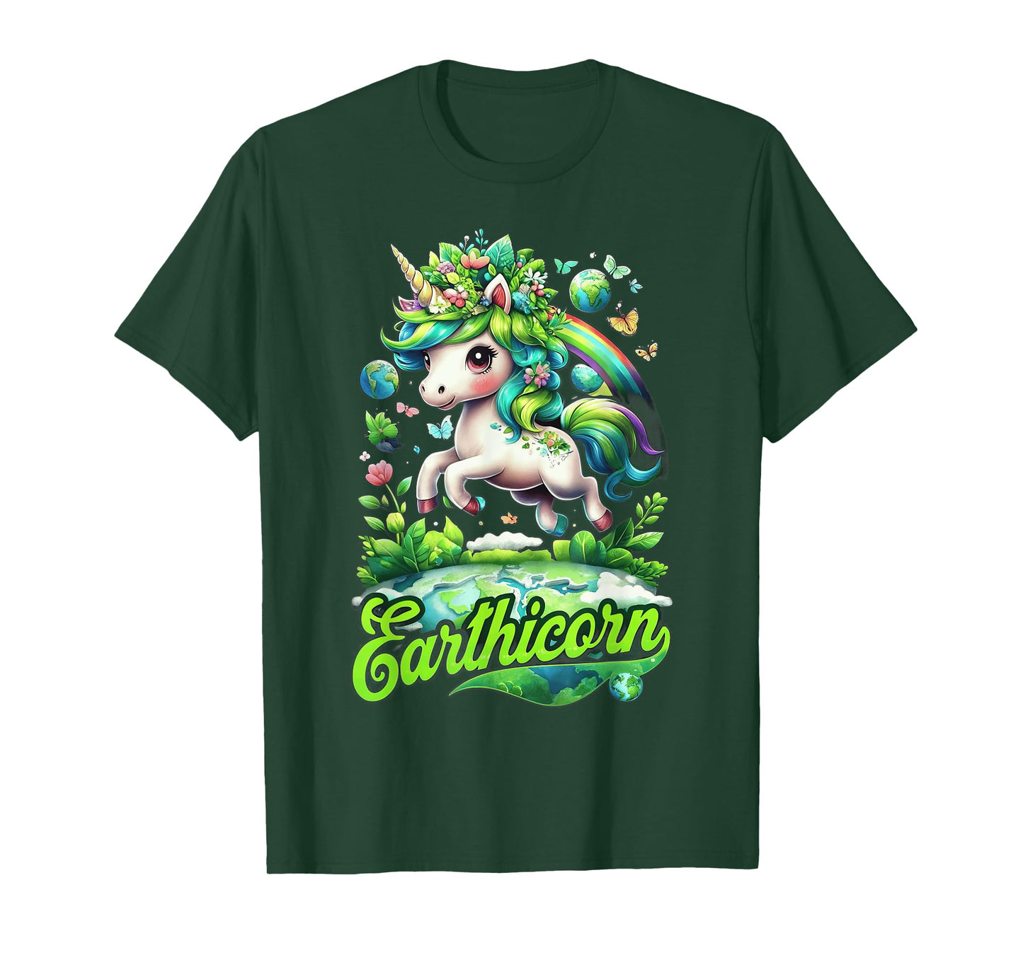 Earthicorn Unicorn Earth Day T-Shirt Kids Girls Go Green T-Shirt