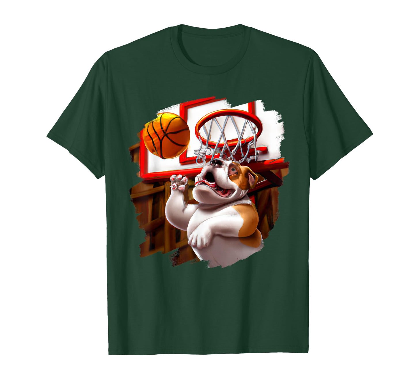 English Bulldog Playing Basketball Funny Dog Basketball Men Women Girls Kids T-Shirt
