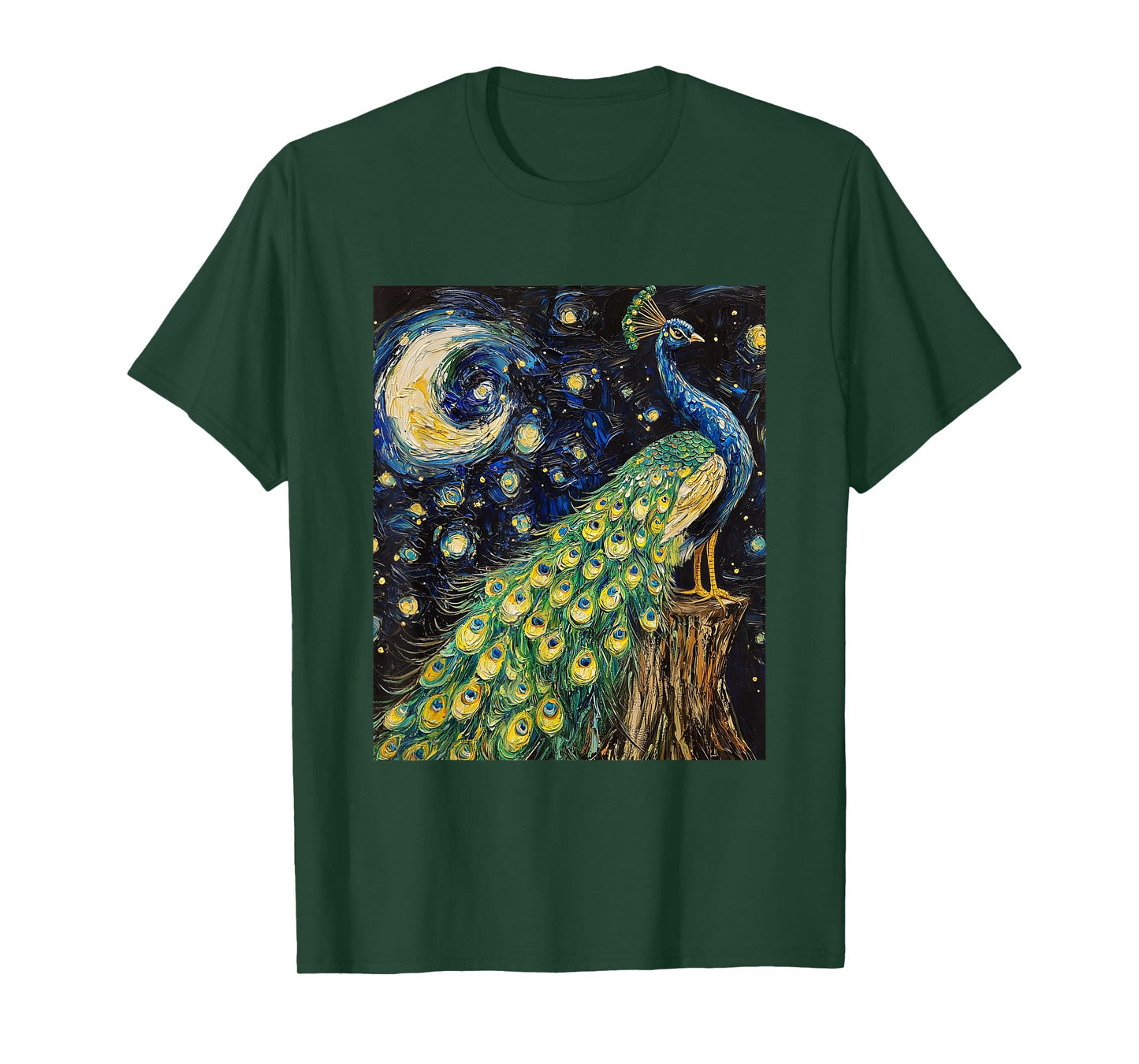 Peacock Bird - Van Gogh Style - Starry Night T-Shirt