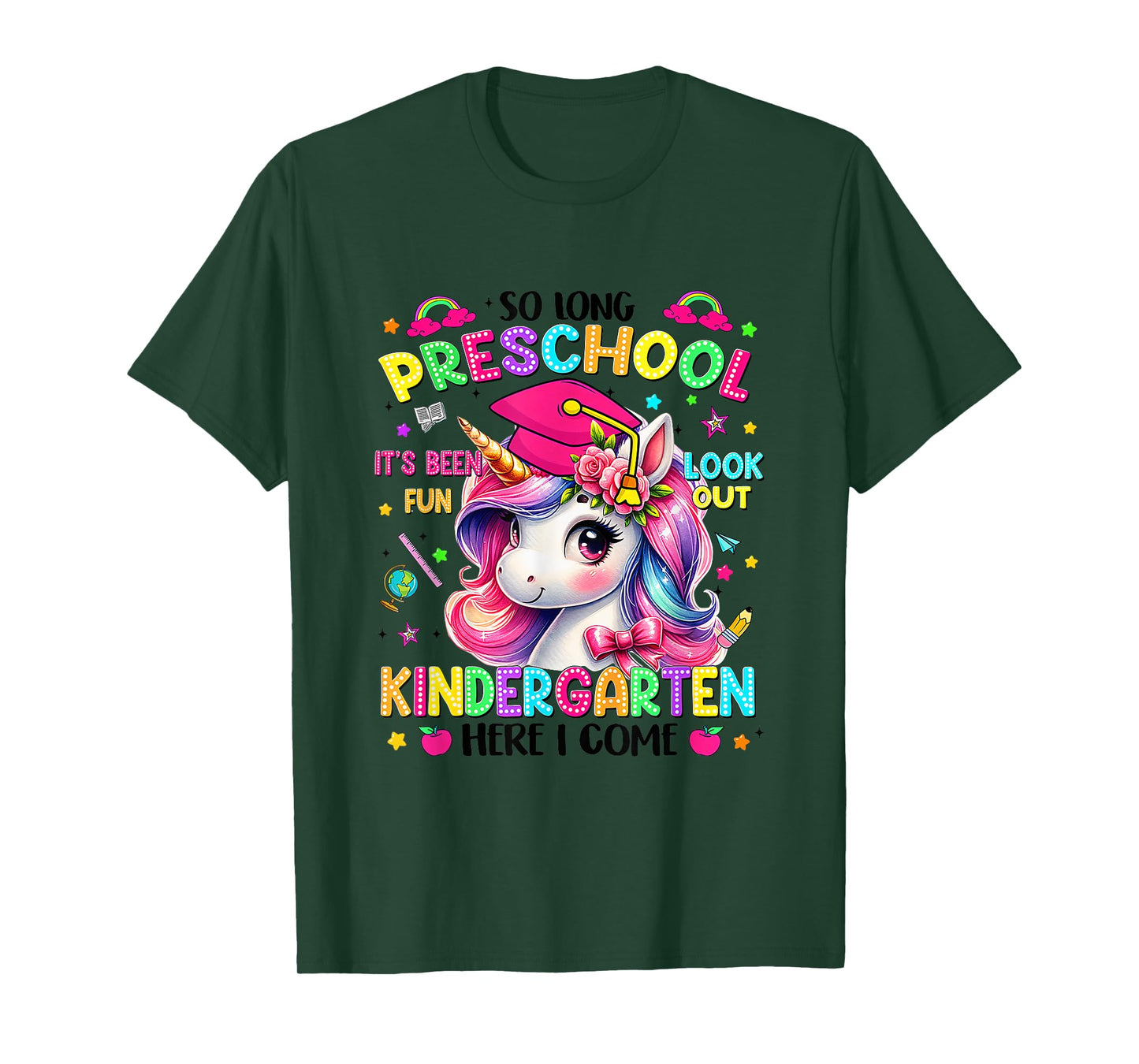 Kids So Long Preschool Graduation Graduate Unicorn Kids T-Shirt